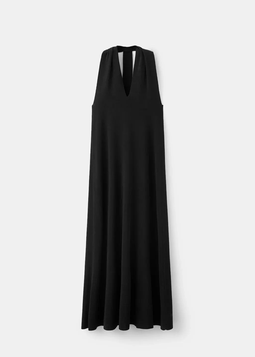 Black Halter Dress With Back Detail, Black, large image number 7