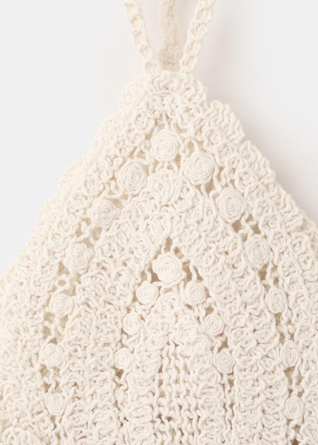 Beige Crochet Floral Top, Light Beige, medium