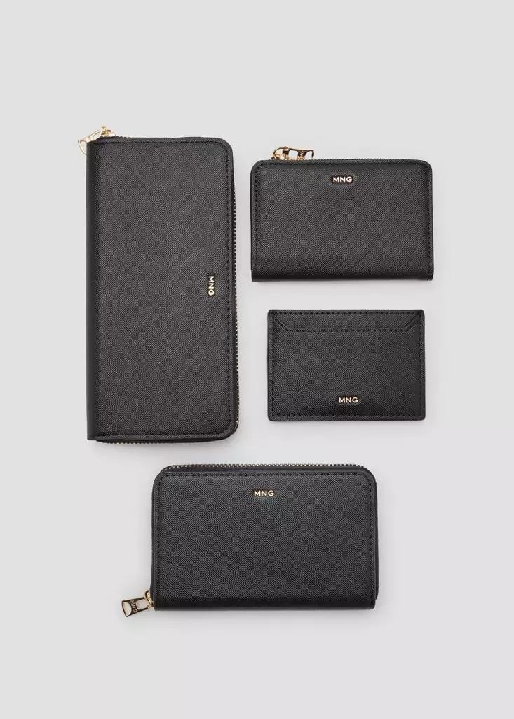 BLACK Small wallet with Saffiano effect, Black, large image number 7