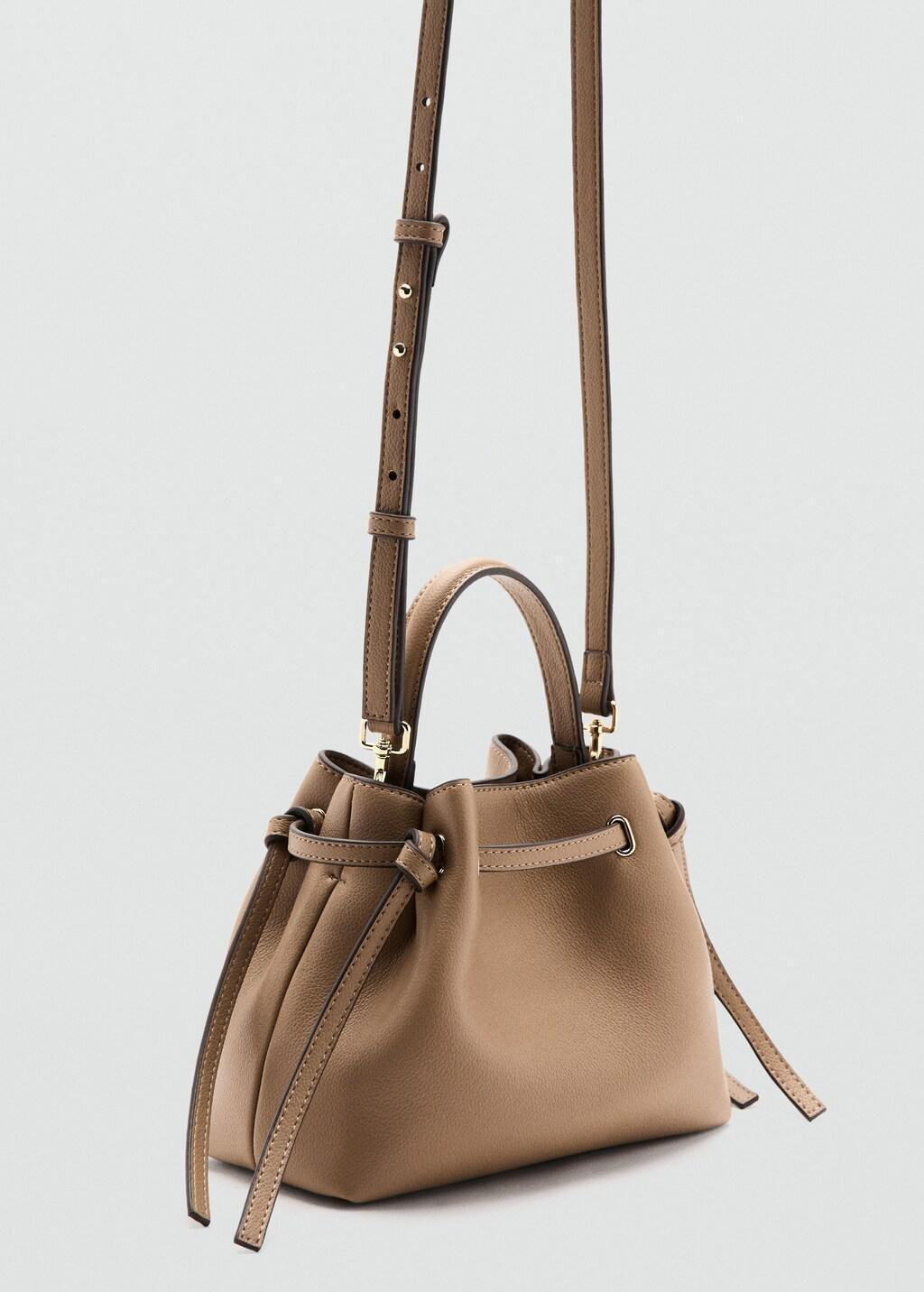 Brown Faux-Leather Bucket Handbag, 0201_09, medium