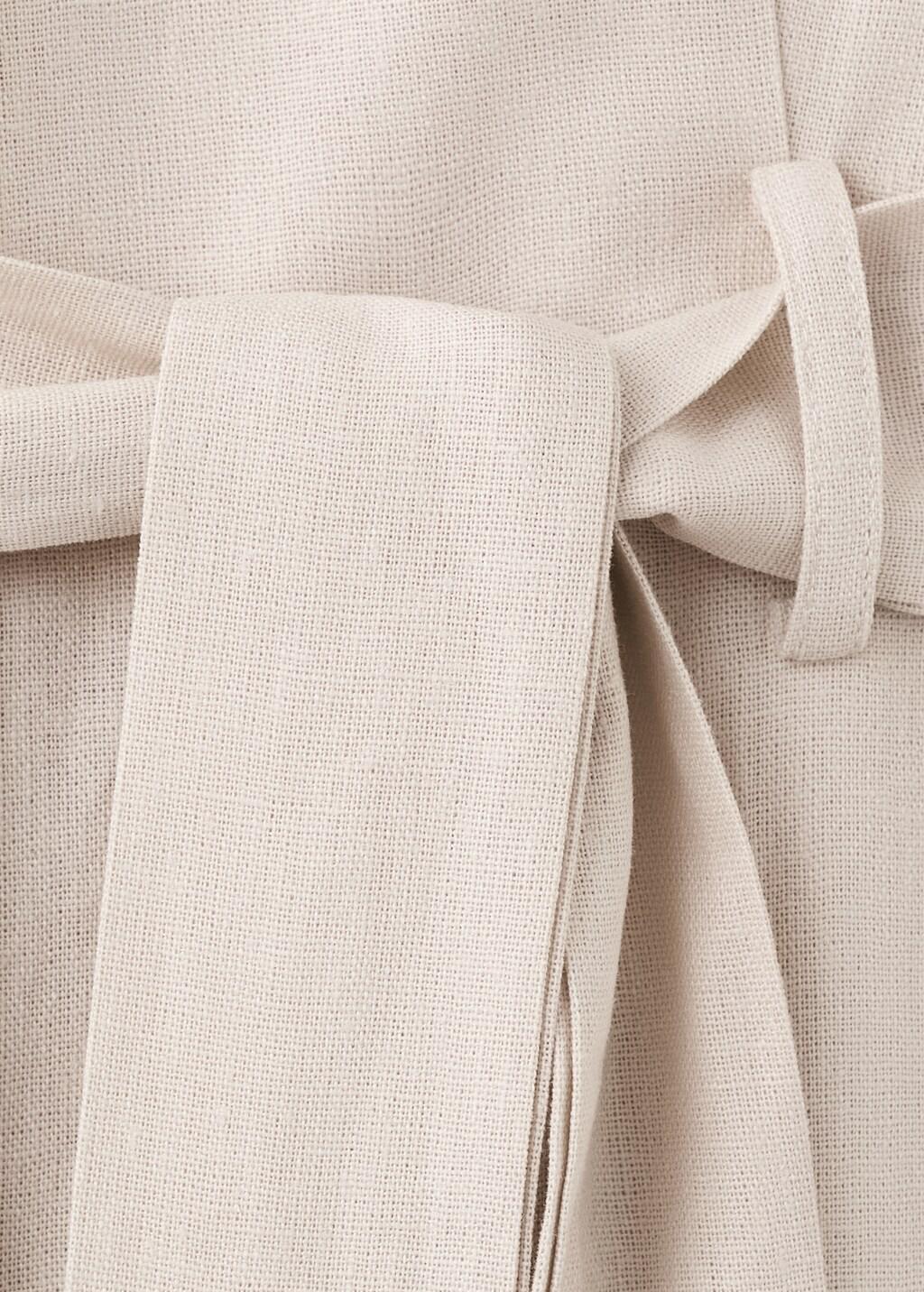 Brown Lt Pastel Linen Cropped Playsuit With Belt, Light Pastel Brown, large image number 5