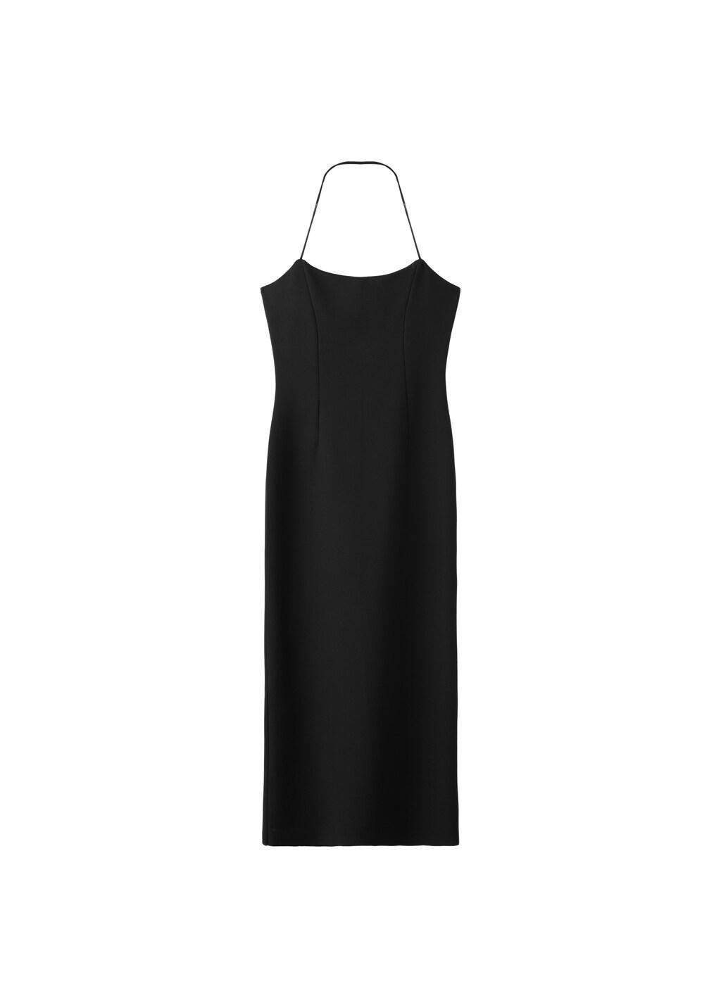 Black Fitted Halter-Neck Dress, Black, large image number 6