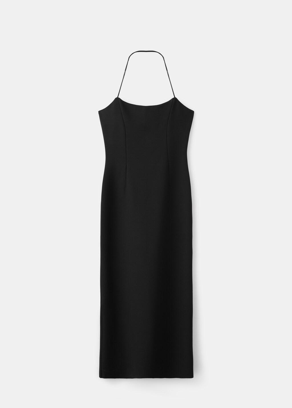 Black Fitted Halter-Neck Dress, Black, large image number 7