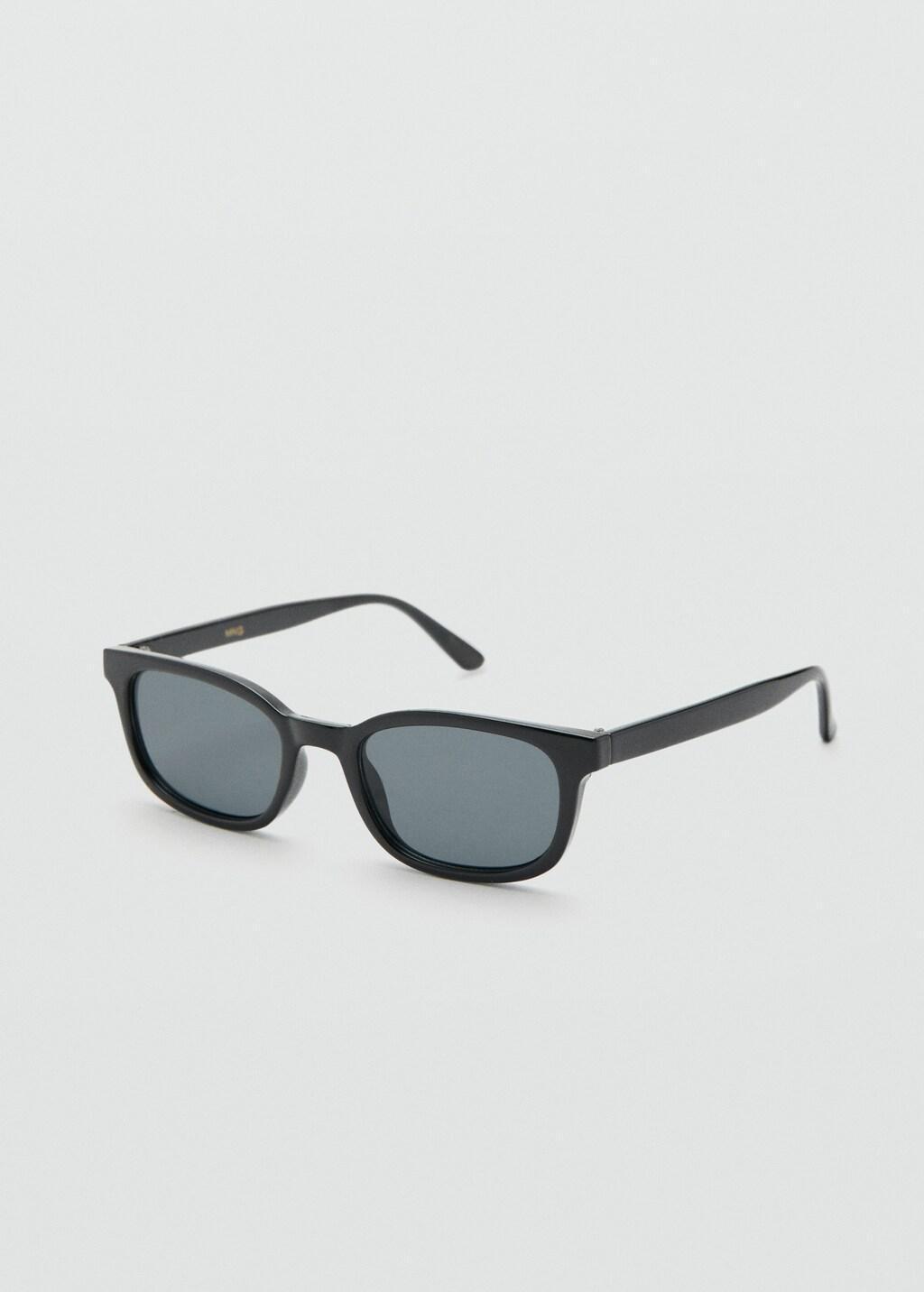 Black Rectangular Acetate Sunglasses, Black, large image number 0
