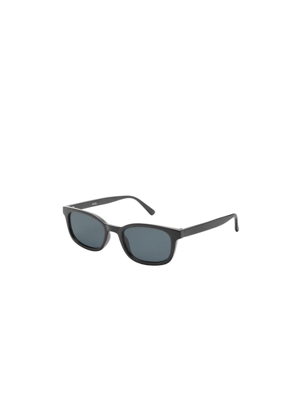 Black Rectangular Acetate Sunglasses, Black, large image number 2