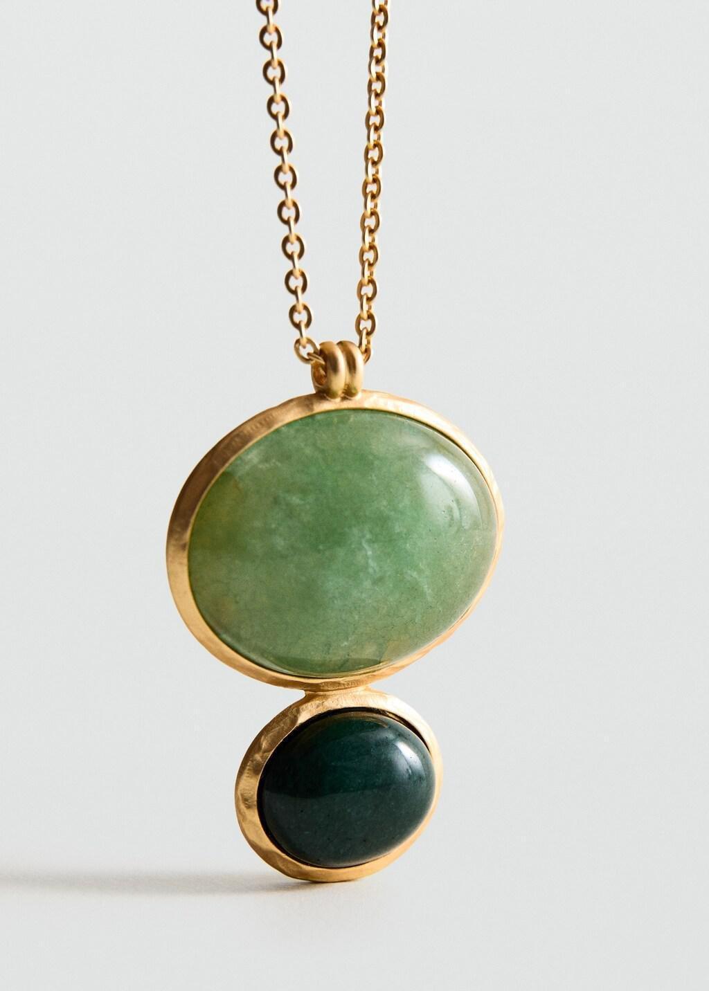 Gold Long Pendant With Stones, Gold, large image number 1