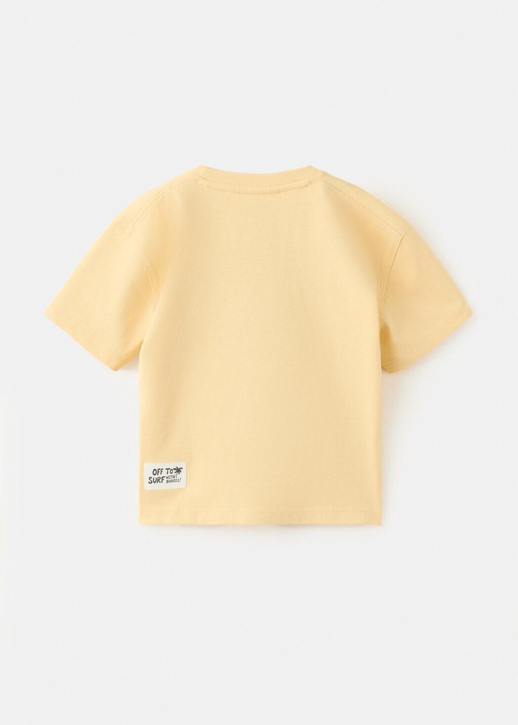 Yellow Printed Cotton-Blend T-Shirt, Baby Boy, Yellow, large image number 2