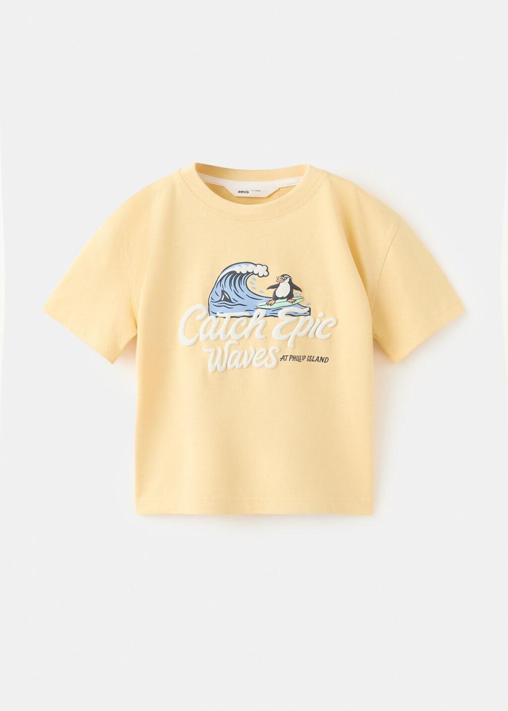Yellow Printed Cotton-Blend T-Shirt, Baby Boy, Yellow, large image number 6