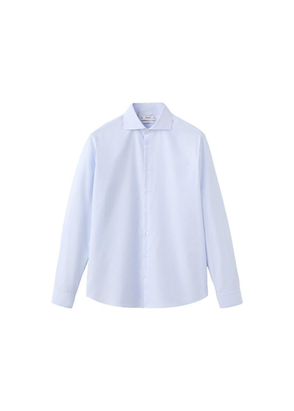 Blue 100% Cotton Slim-Fit Formal Shirt, Medium Blue, large image number 4