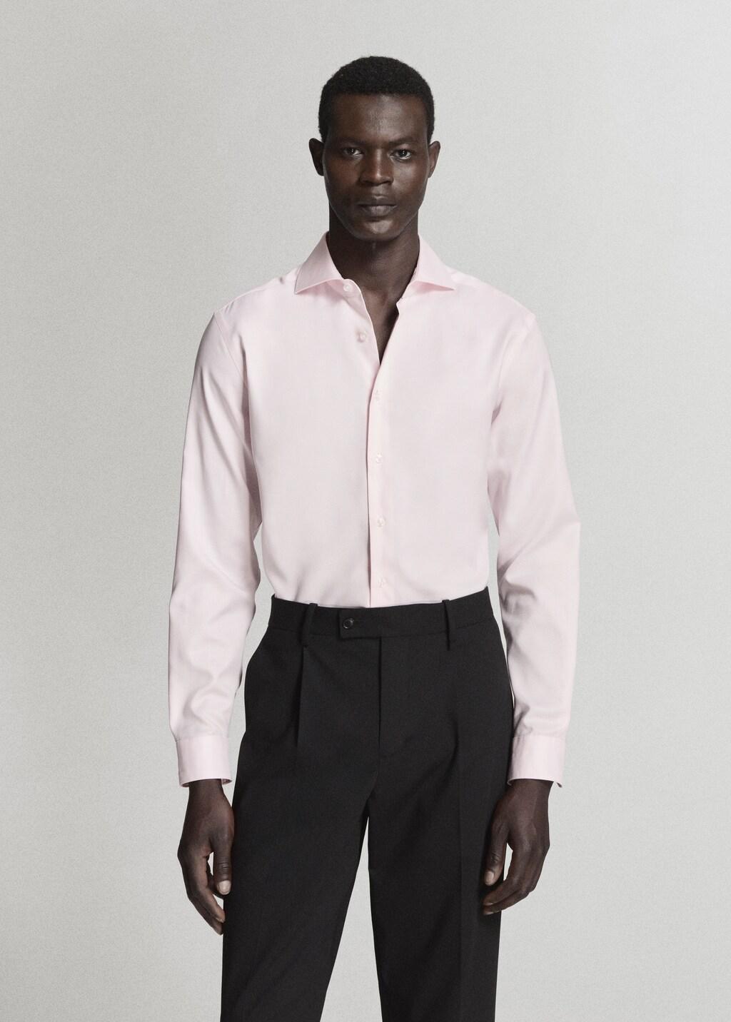 Pink Lt Pastel 100% Cotton Slim-Fit Suit Shirt, Light-Pastel Pink, large image number 3