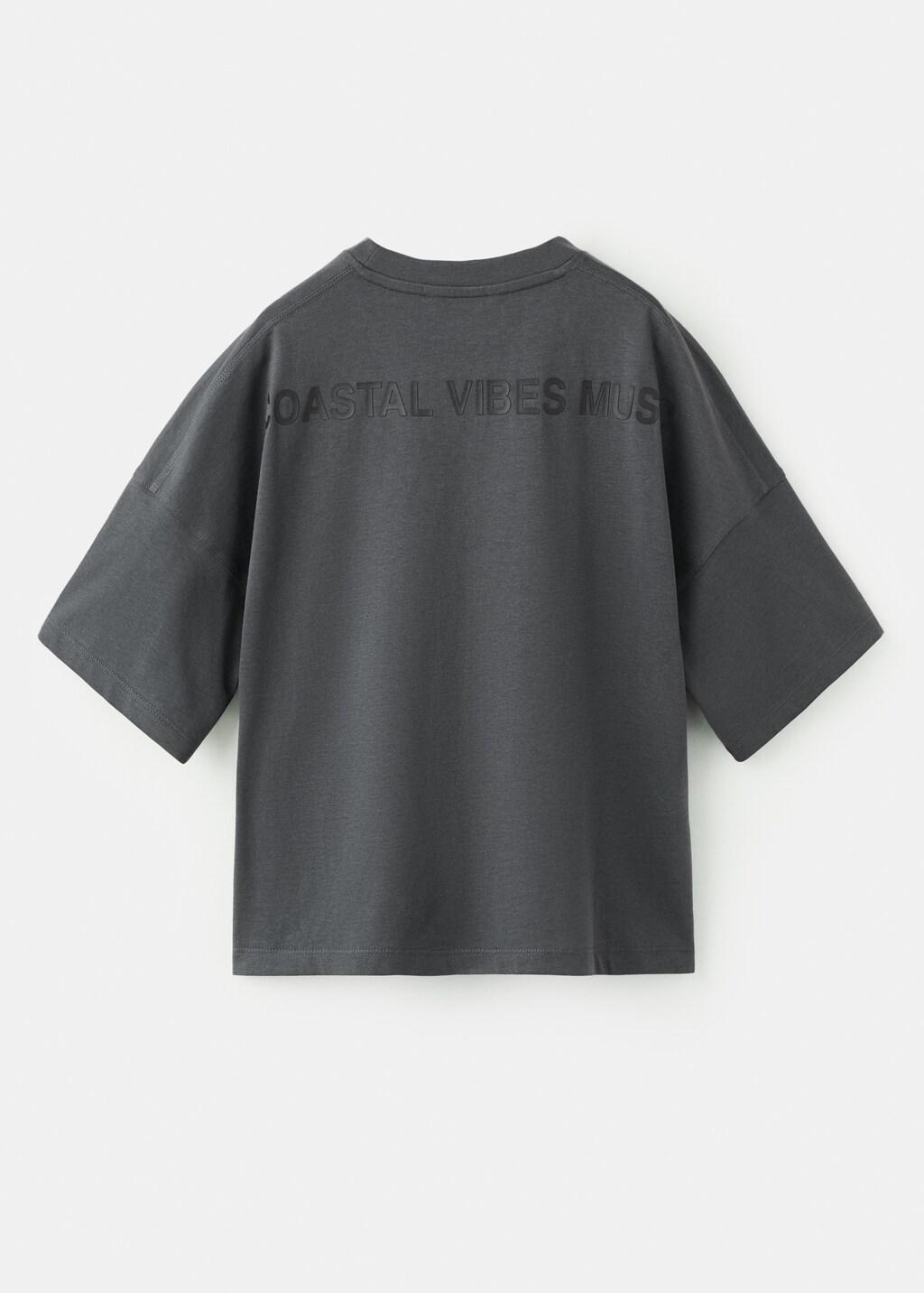 Grey Boxy Fit Printed T-Shirt, Kids Boys, Charcoal, large image number 2