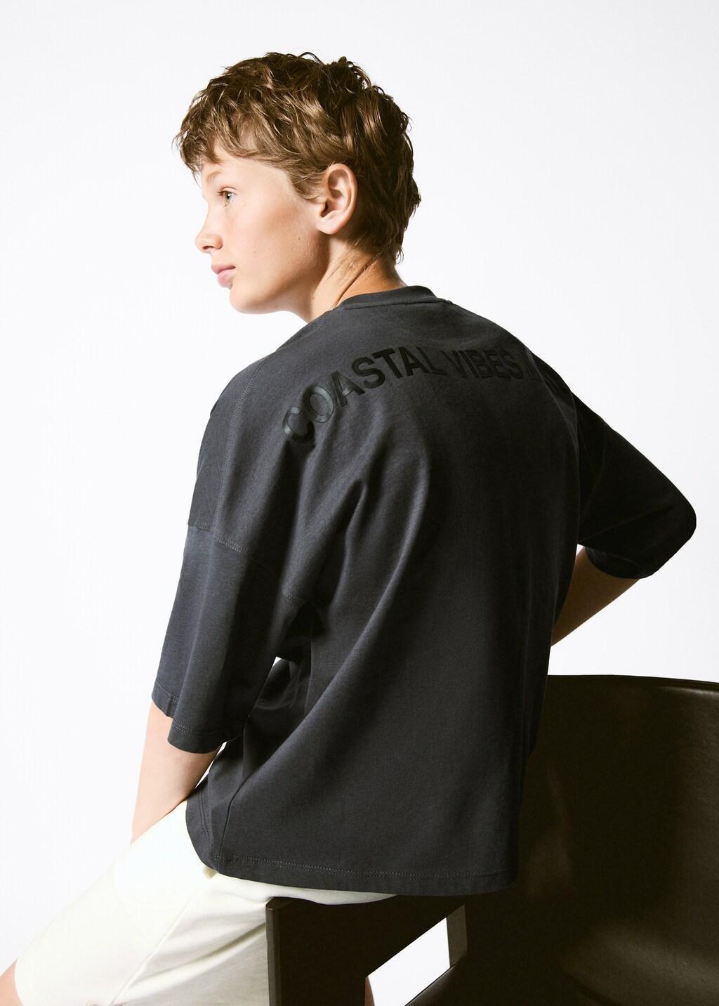 Grey Boxy Fit Printed T-Shirt, Kids Boys, Charcoal, large image number 3