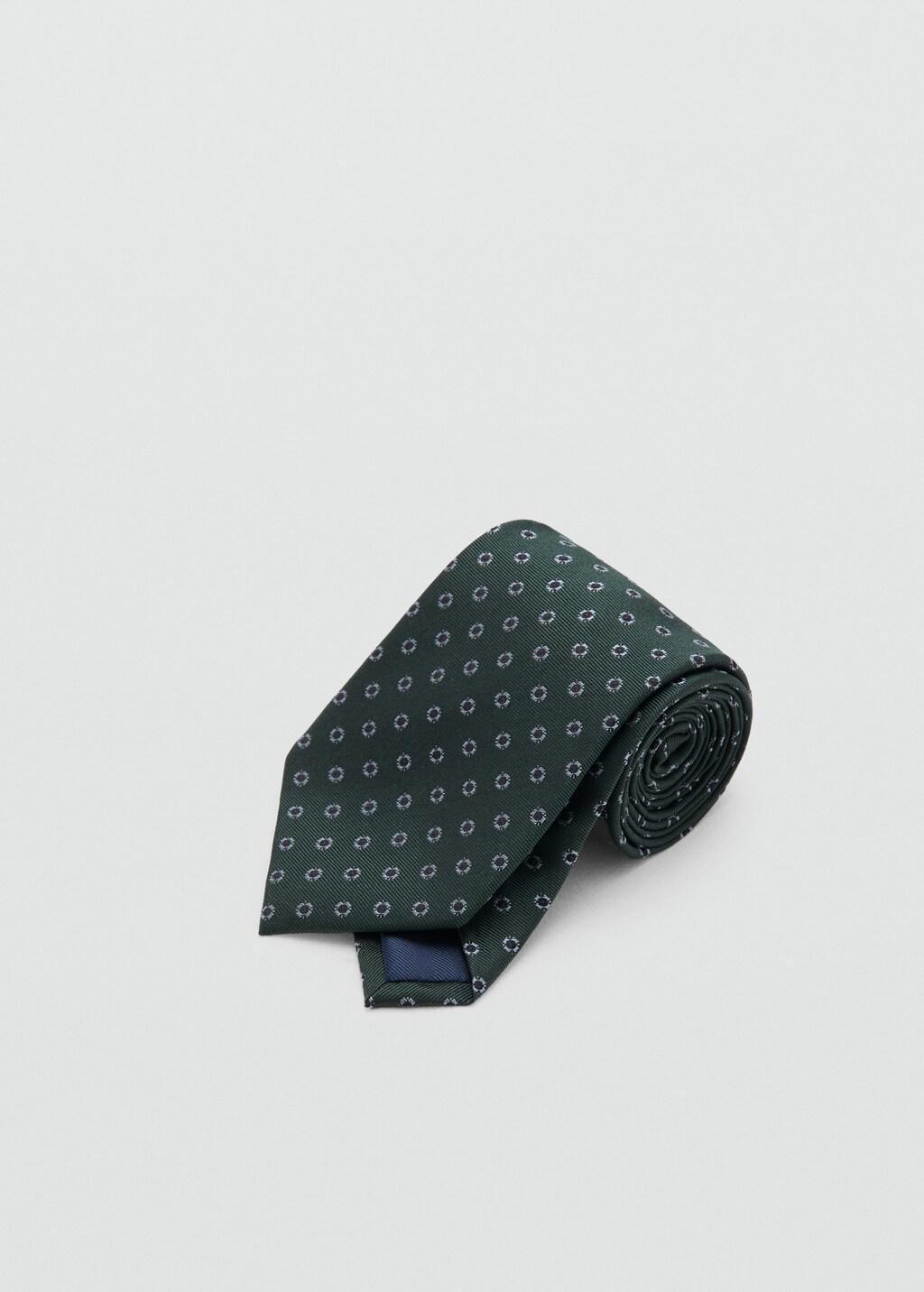 Khaki Printed Silk Tie, Beige - Khaki, medium