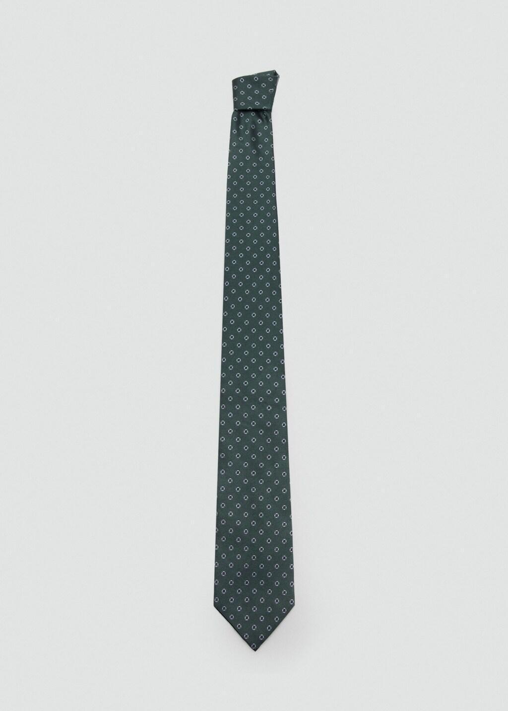 Khaki Printed Silk Tie, Beige - Khaki, medium