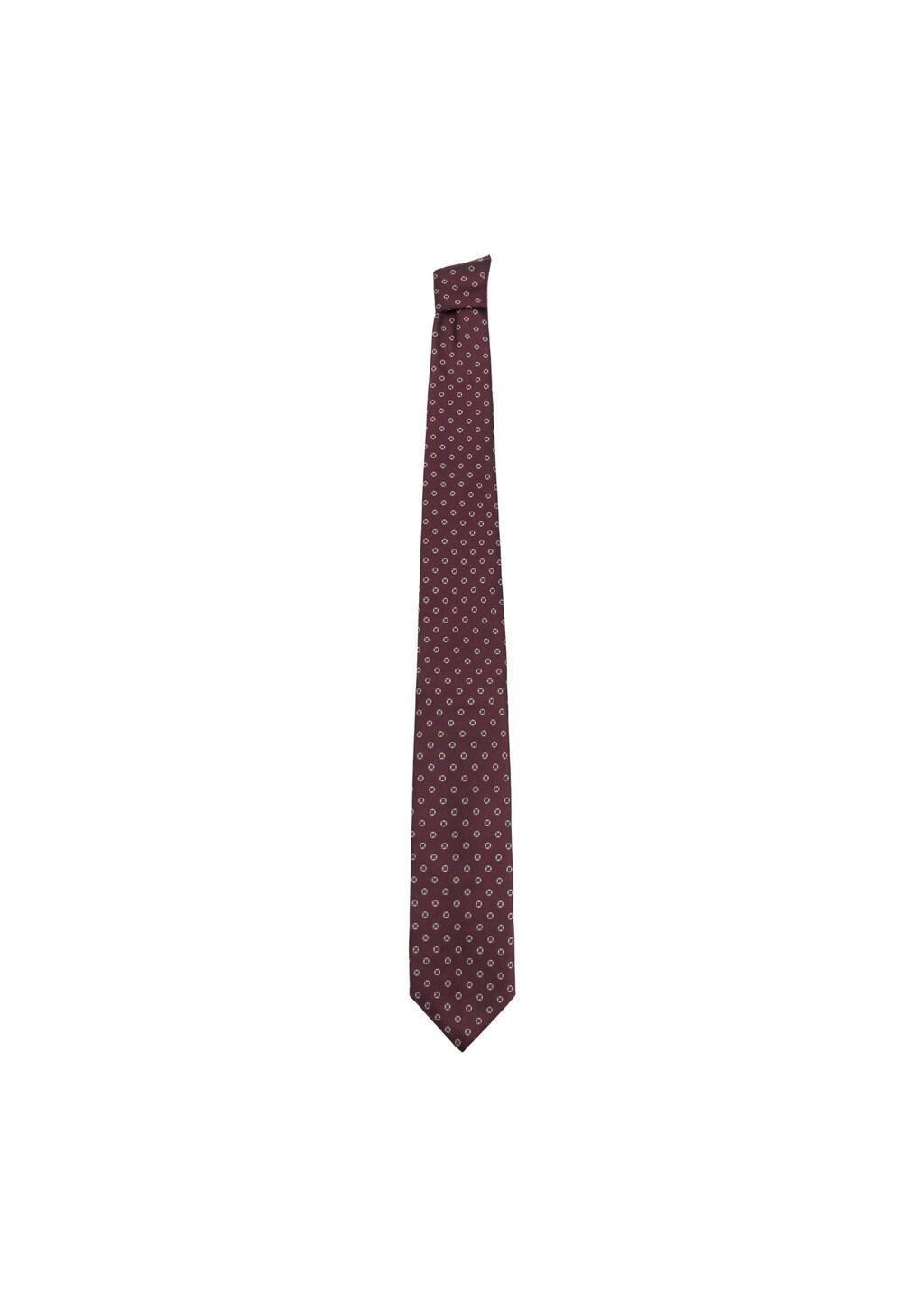 Red Printed Silk Tie, Dark Red, large image number 1