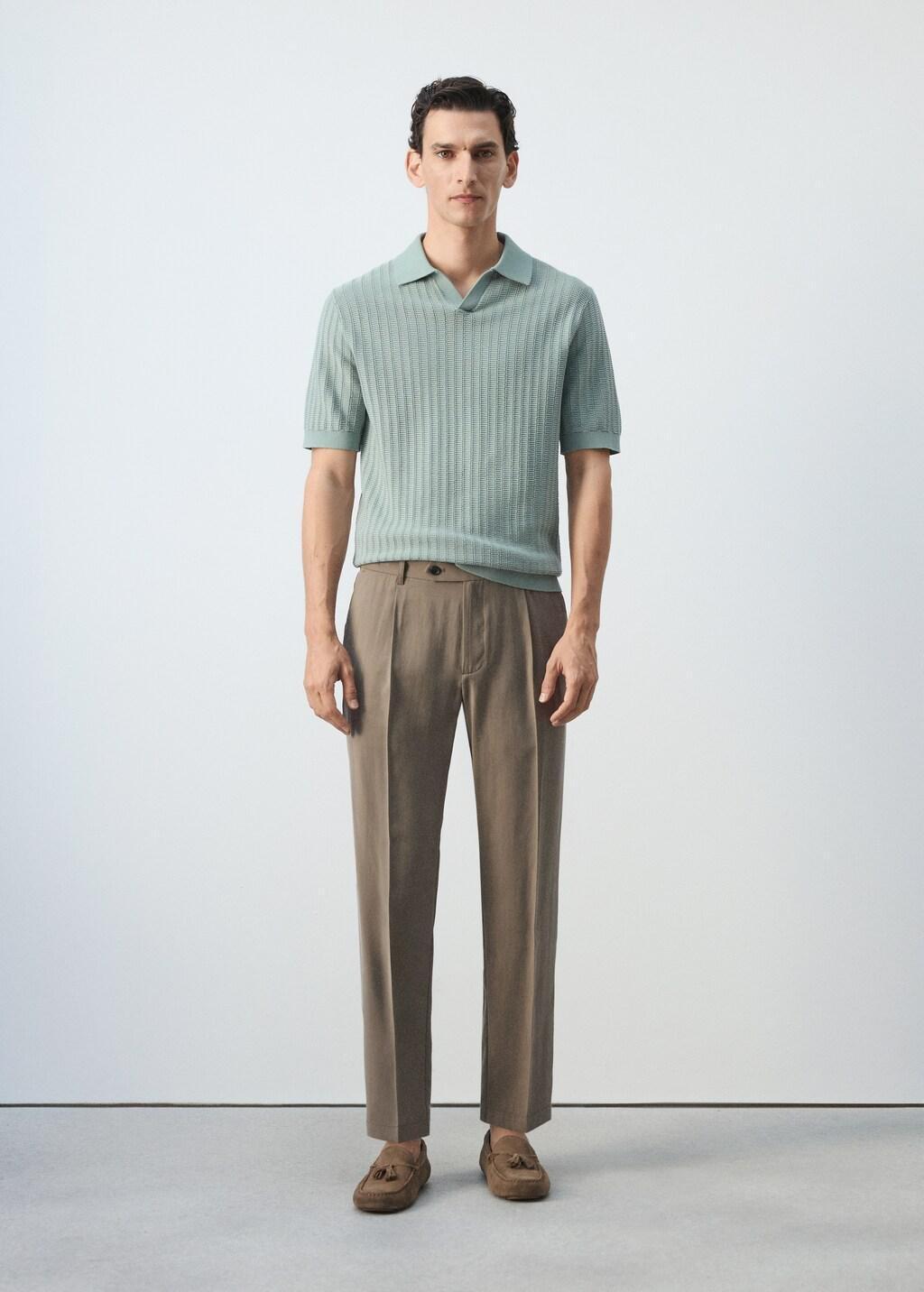 Green Structured Knit Polo Shirt 100% Cotton, Bright Green, large image number 0