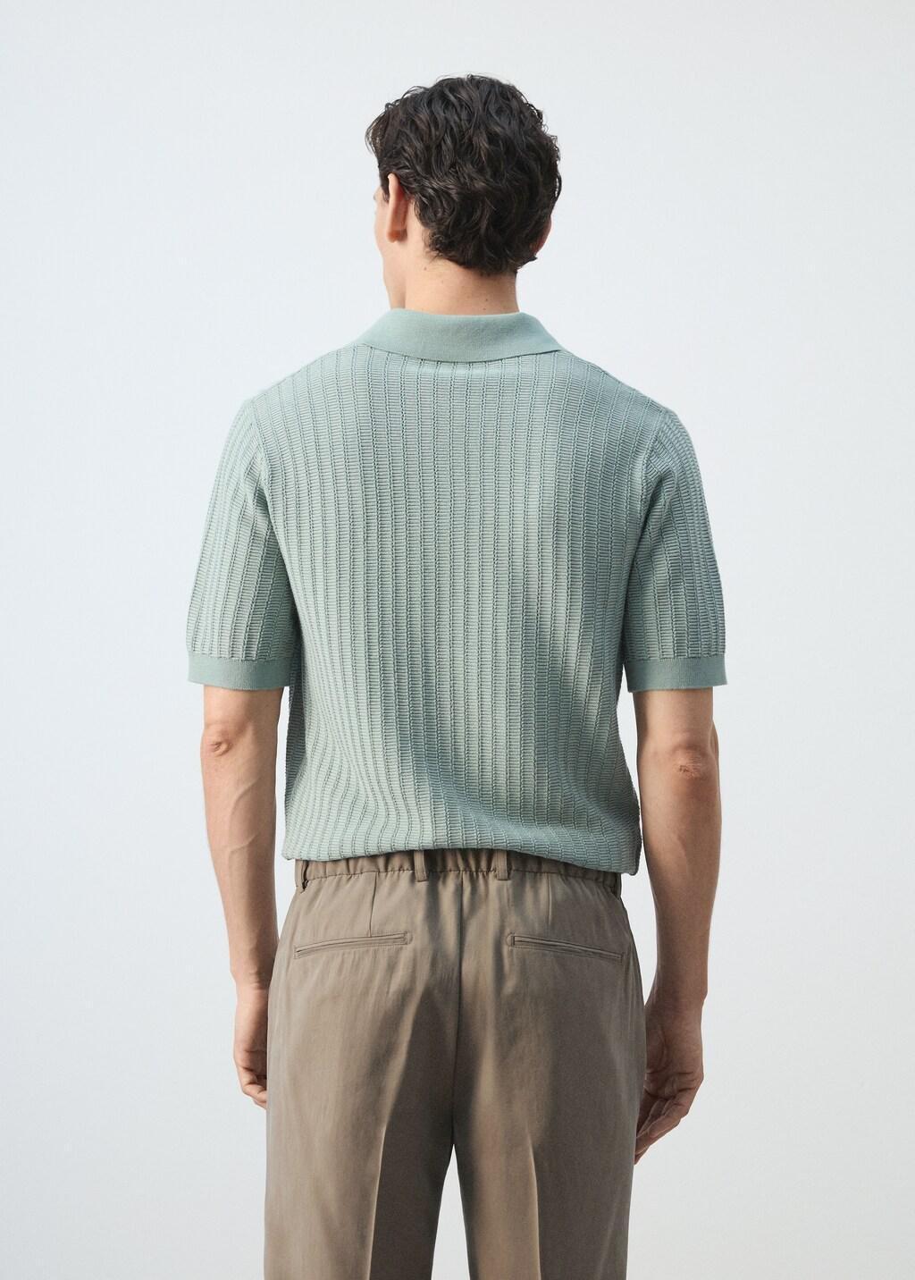 Green Structured Knit Polo Shirt 100% Cotton, Bright Green, large image number 2