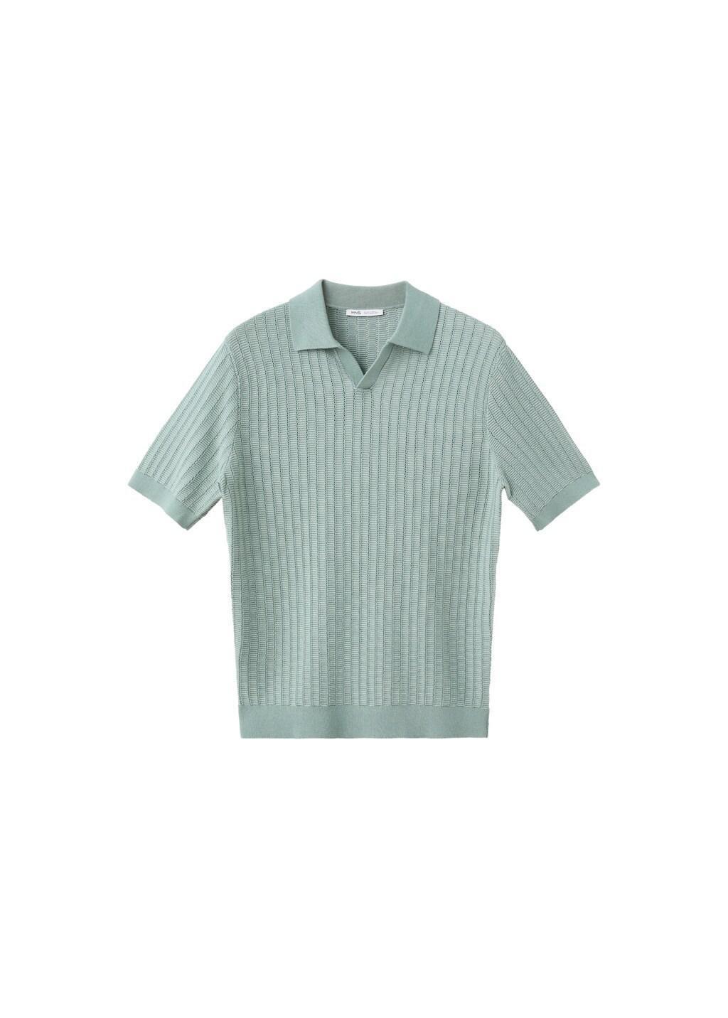 Green Structured Knit Polo Shirt 100% Cotton, Bright Green, large image number 6