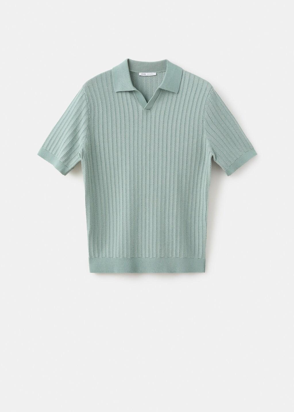 Green Structured Knit Polo Shirt 100% Cotton, Bright Green, large image number 7
