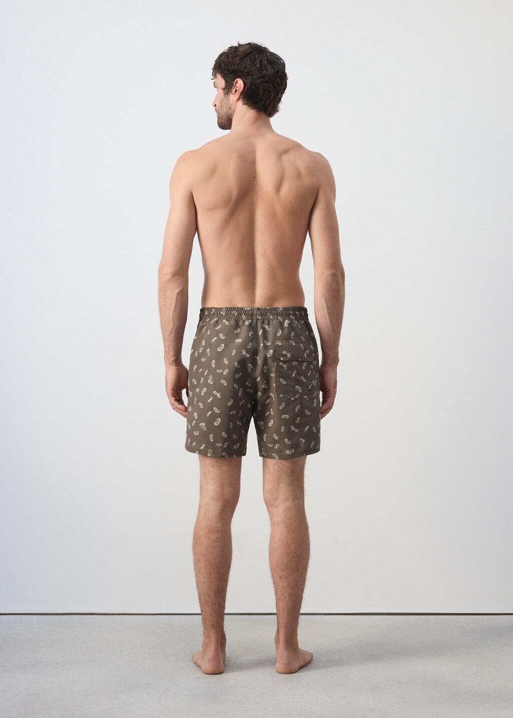 Brown Printed Drawstring Swimming Costume, Brown, large image number 2