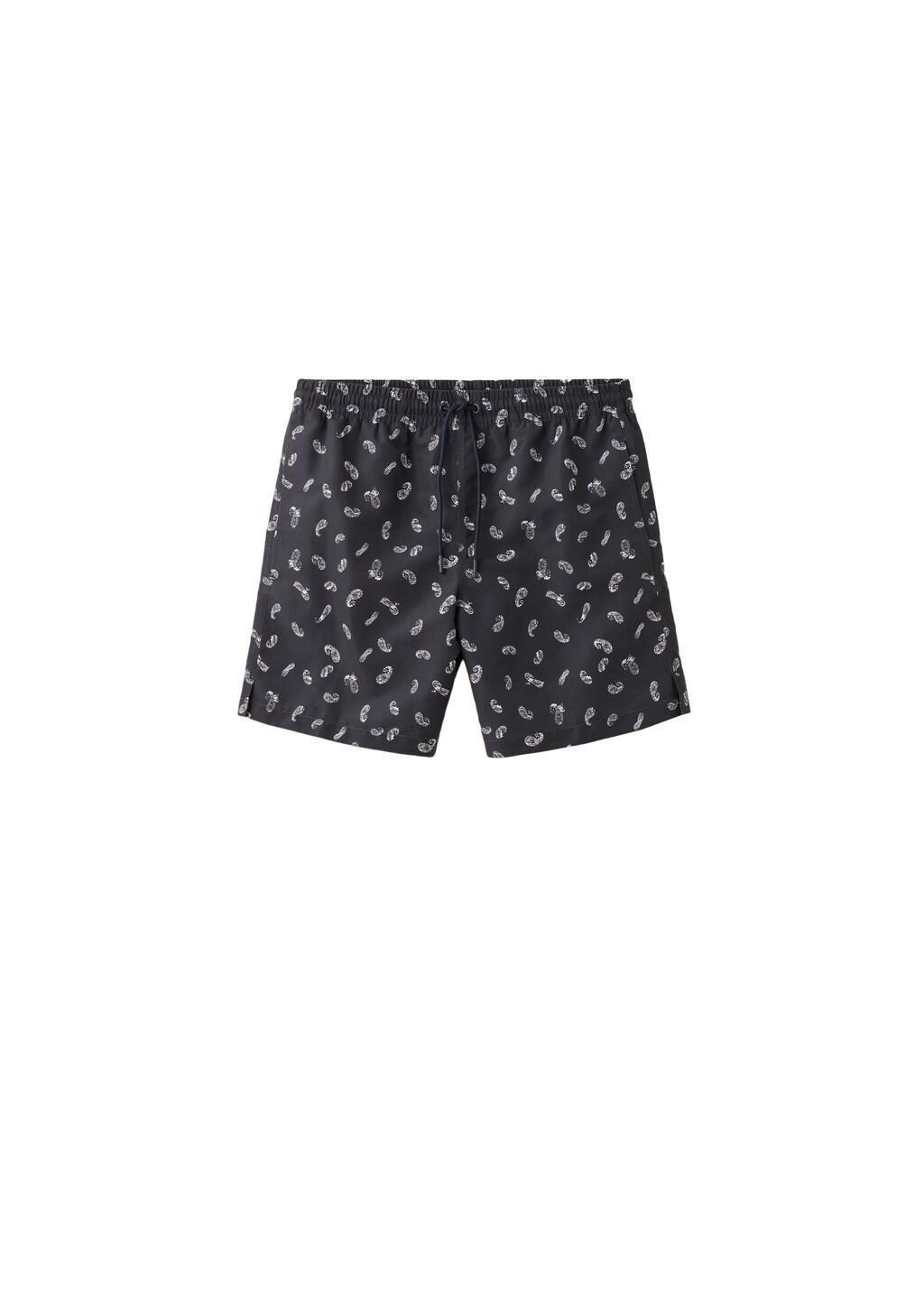 Navy Printed Drawstring Swimming Costume, Navy, large image number 6