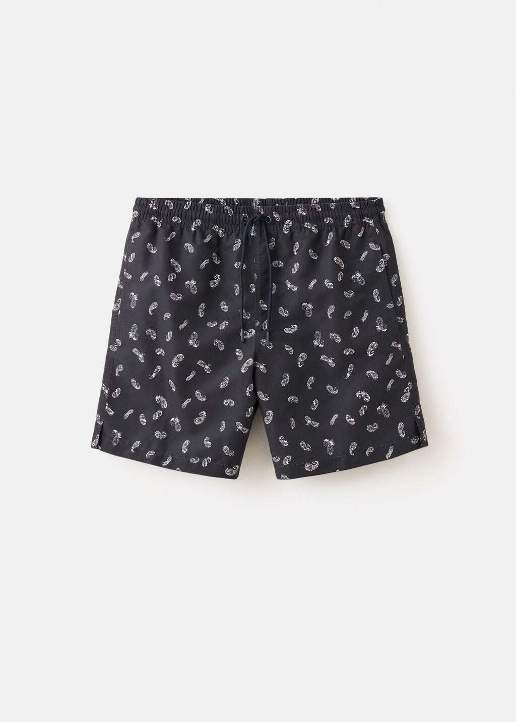 Navy Printed Drawstring Swimming Costume, Navy, large image number 7