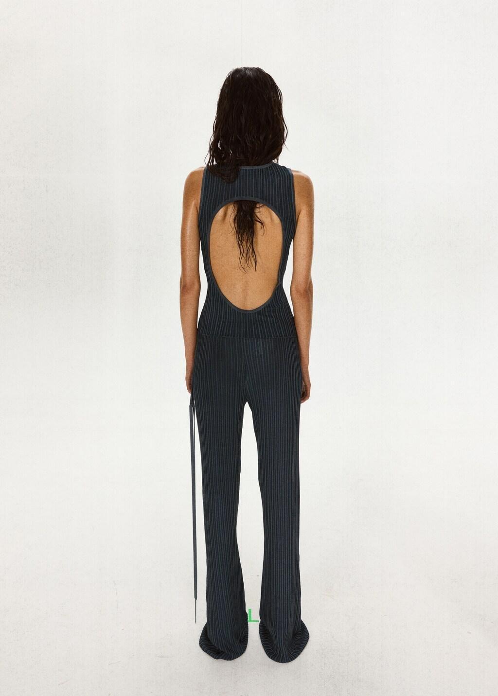 Blue Ribbed Open-Back Top, Medium Blue, large image number 4