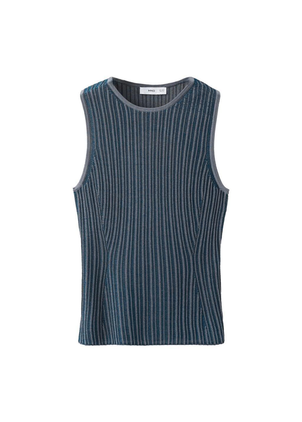 Blue Ribbed Open-Back Top, Medium Blue, large image number 6