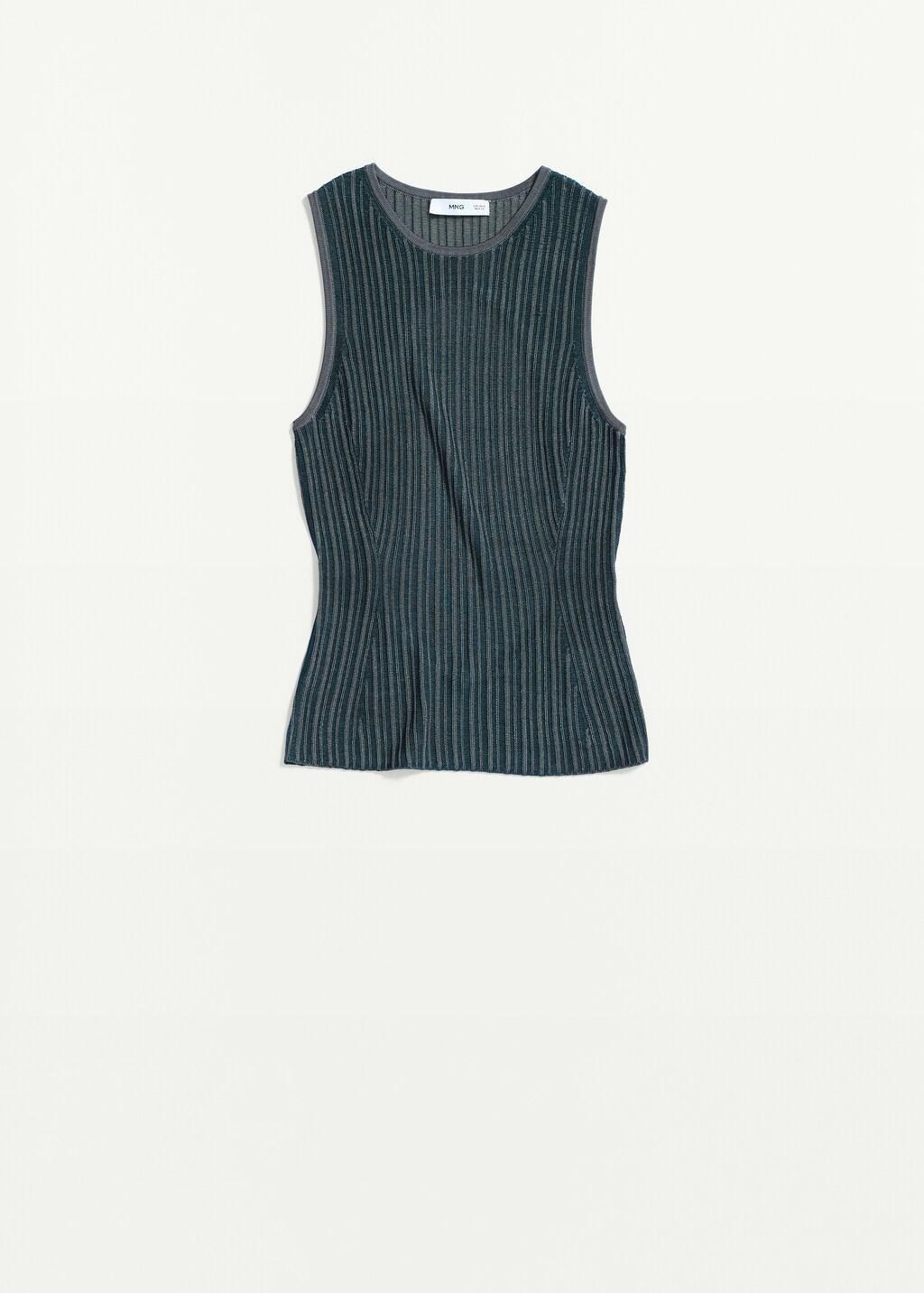Blue Ribbed Open-Back Top, Medium Blue, large image number 7