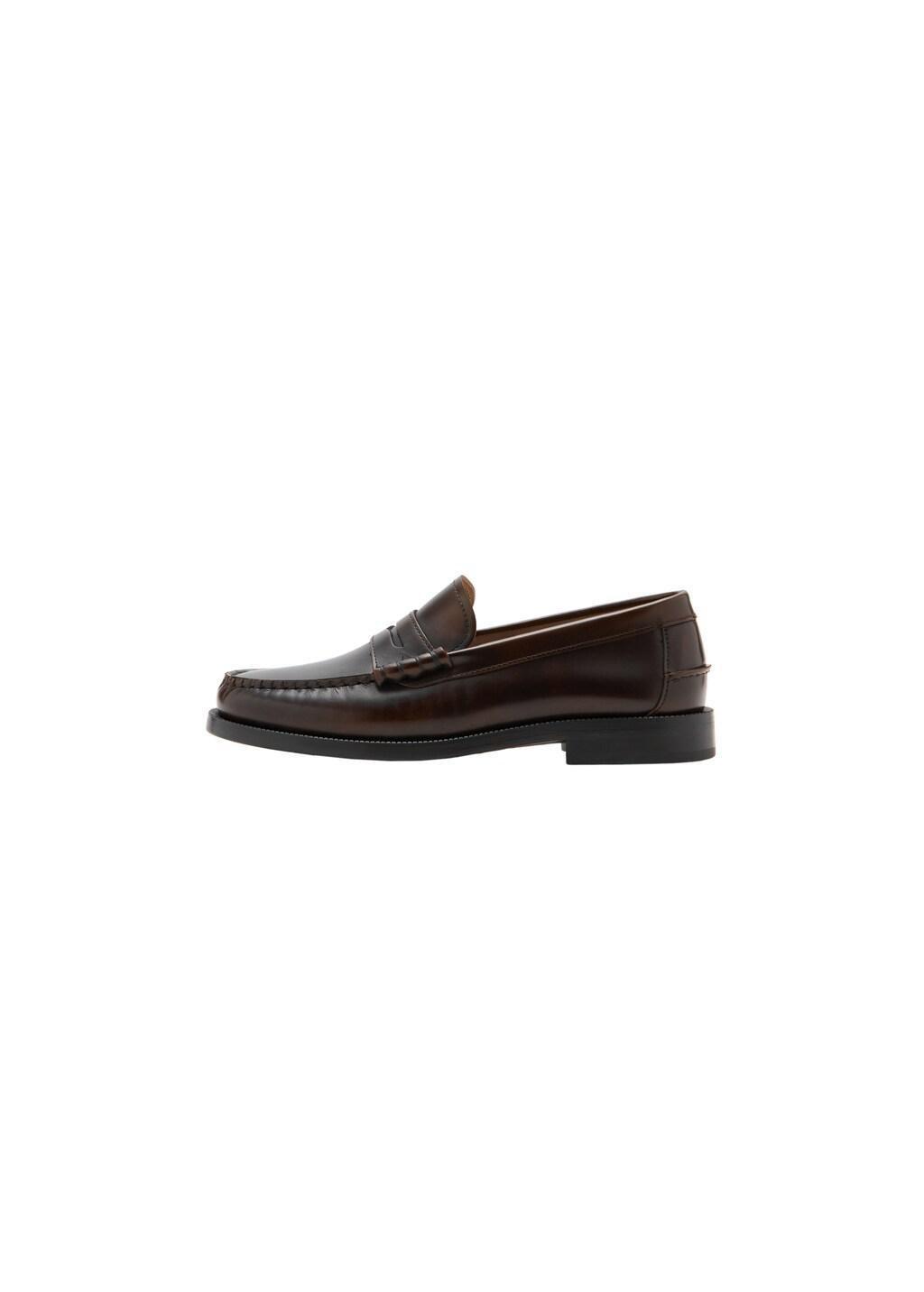 Brown Leather Penny Loafers, Brown, large image number 2