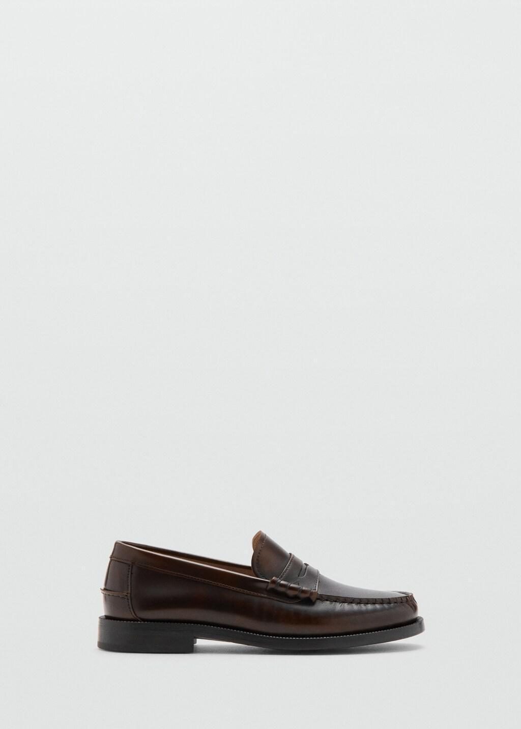 Brown Leather Penny Loafers, Brown, large image number 3