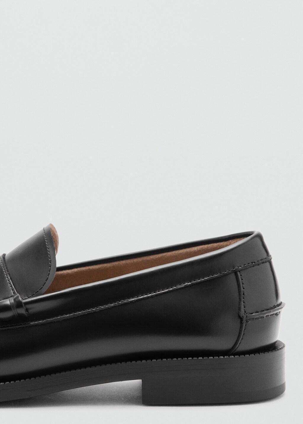 Black Leather Penny Loafers, Black, large image number 1