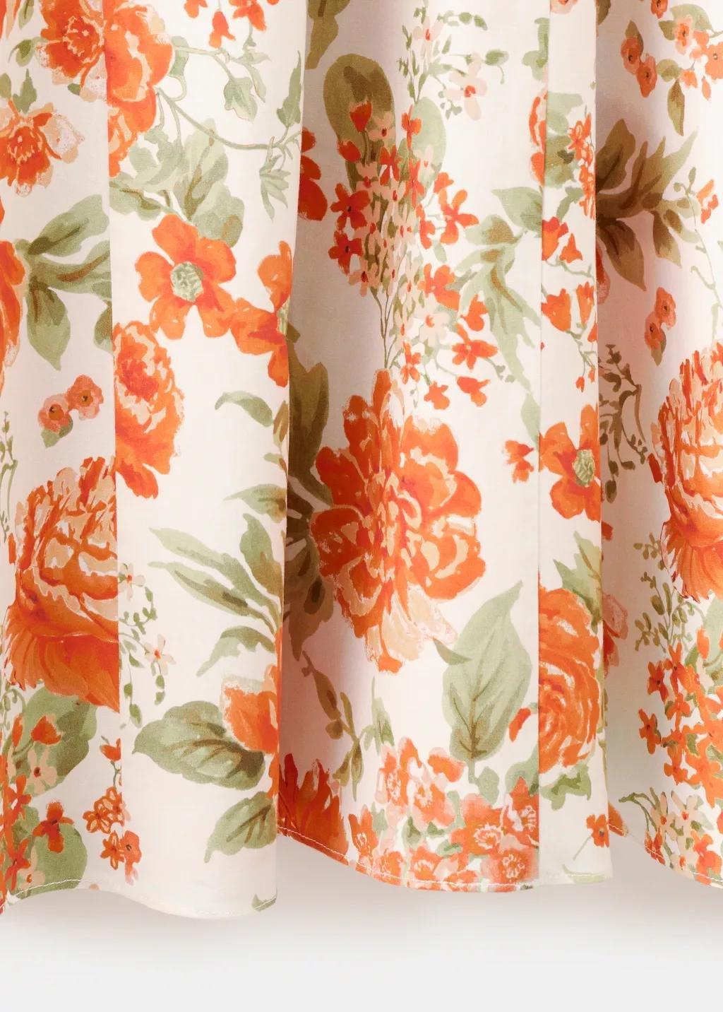 Orange Floral-Print Flared Dress, Orange, large image number 4
