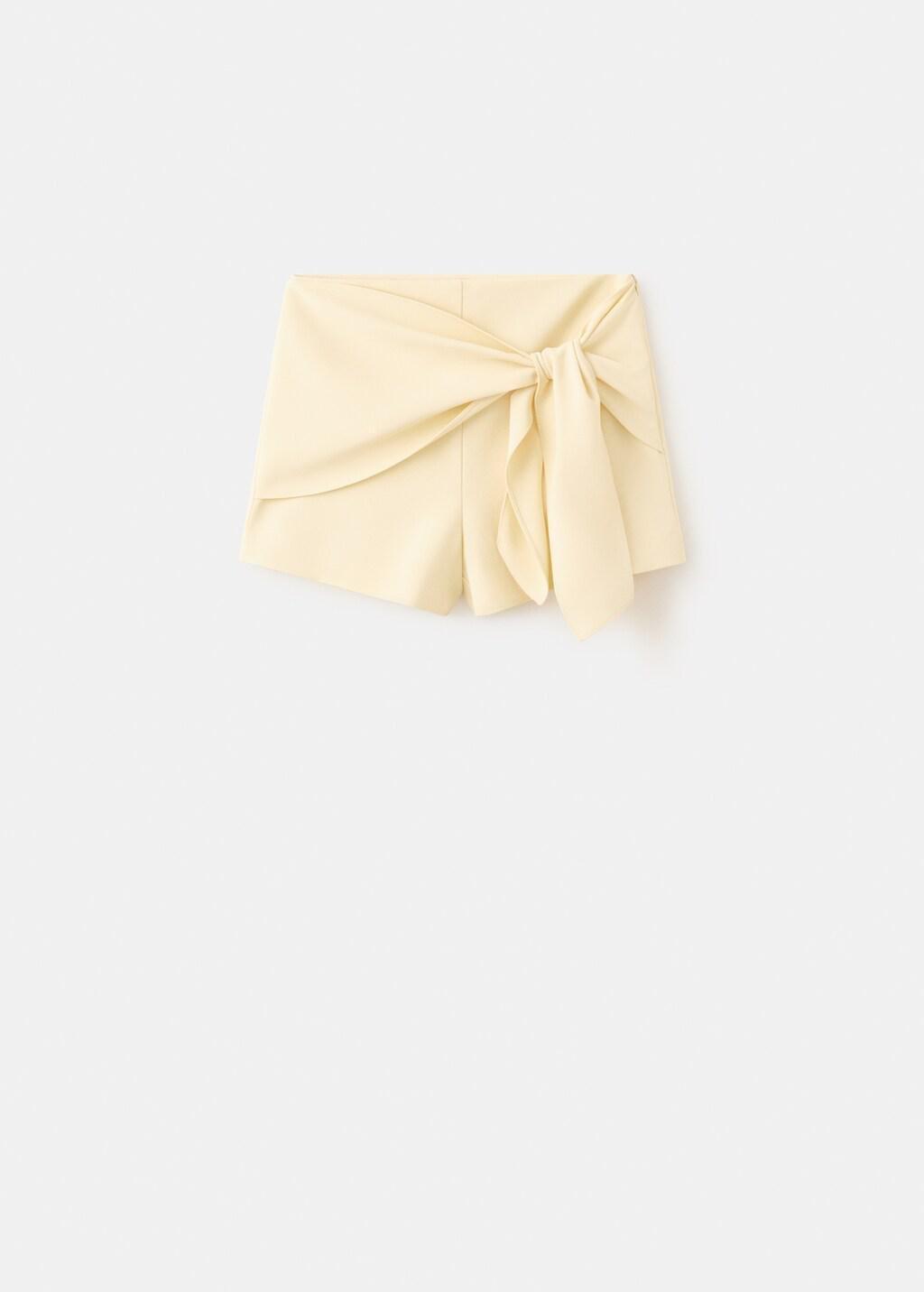 Yellow Straight Shorts With Tie Detail, Yellow, large image number 6