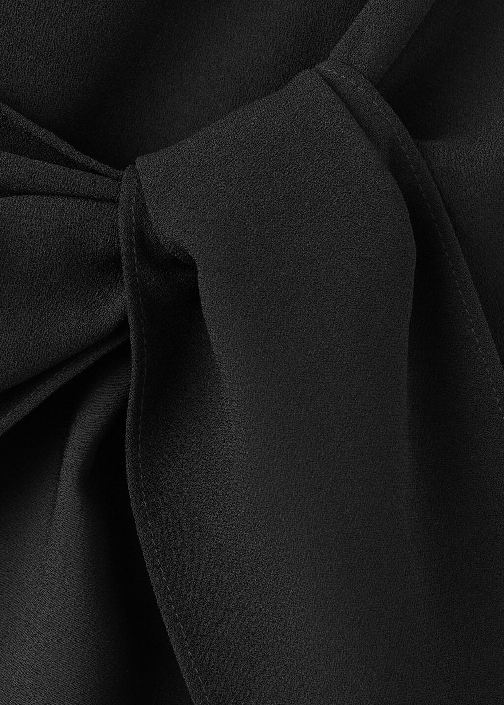 Black Straight Shorts With Tie Detail, Black, large image number 1