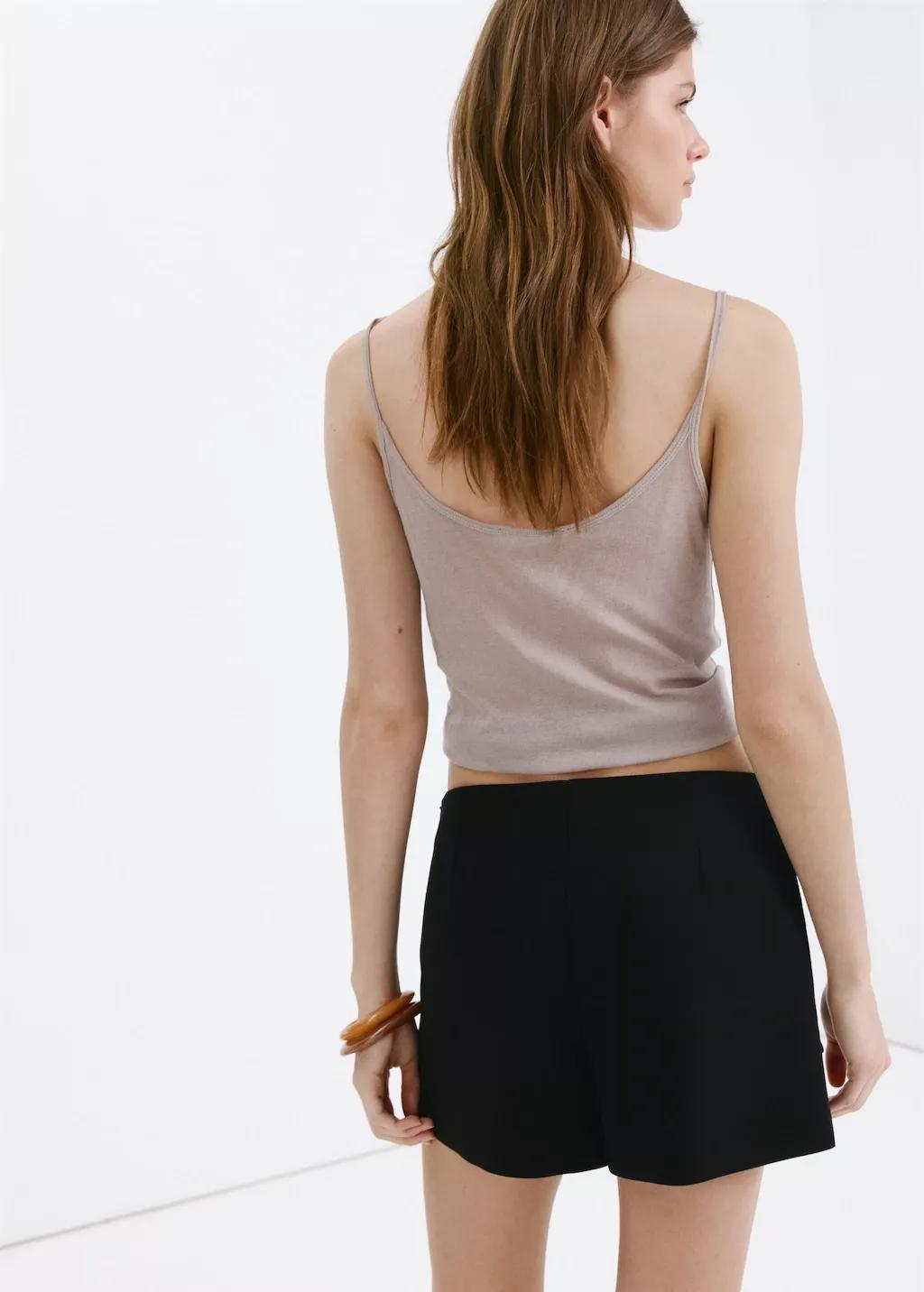 Black Straight Shorts With Tie Detail, Black, medium