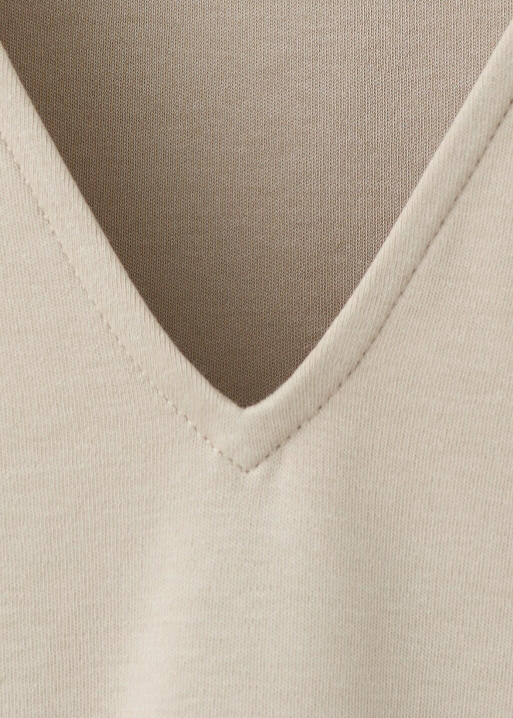 Grey V-Neck Cotton T-Shirt, Light Pastel Grey, large image number 1