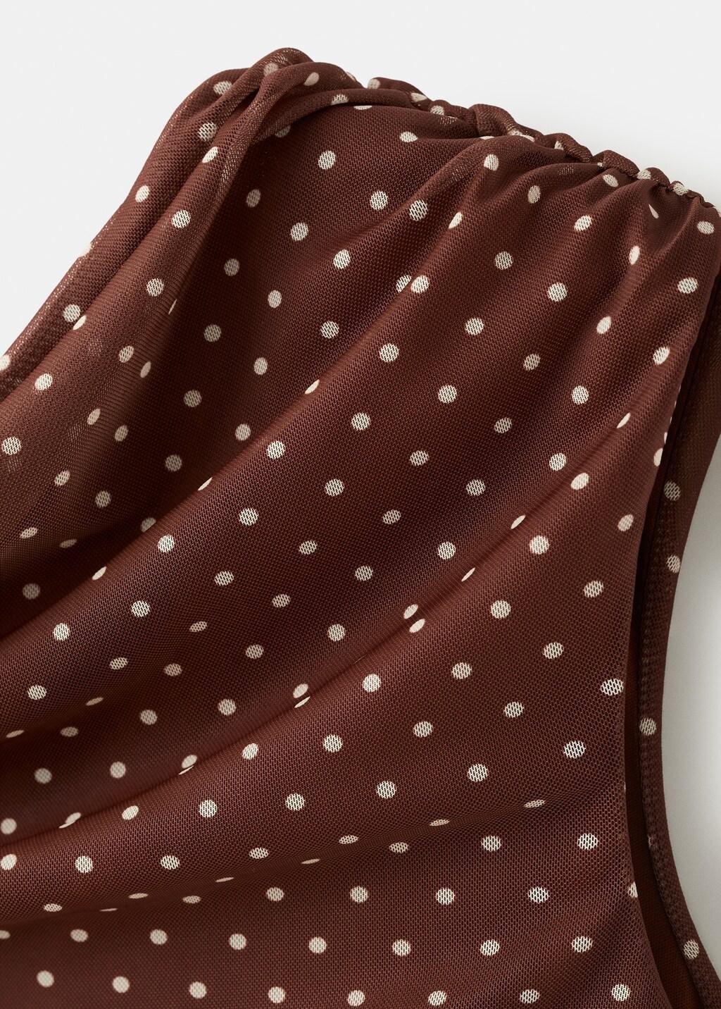 Brown Fitted Polka Dot Midi Dress, Brown, large image number 1