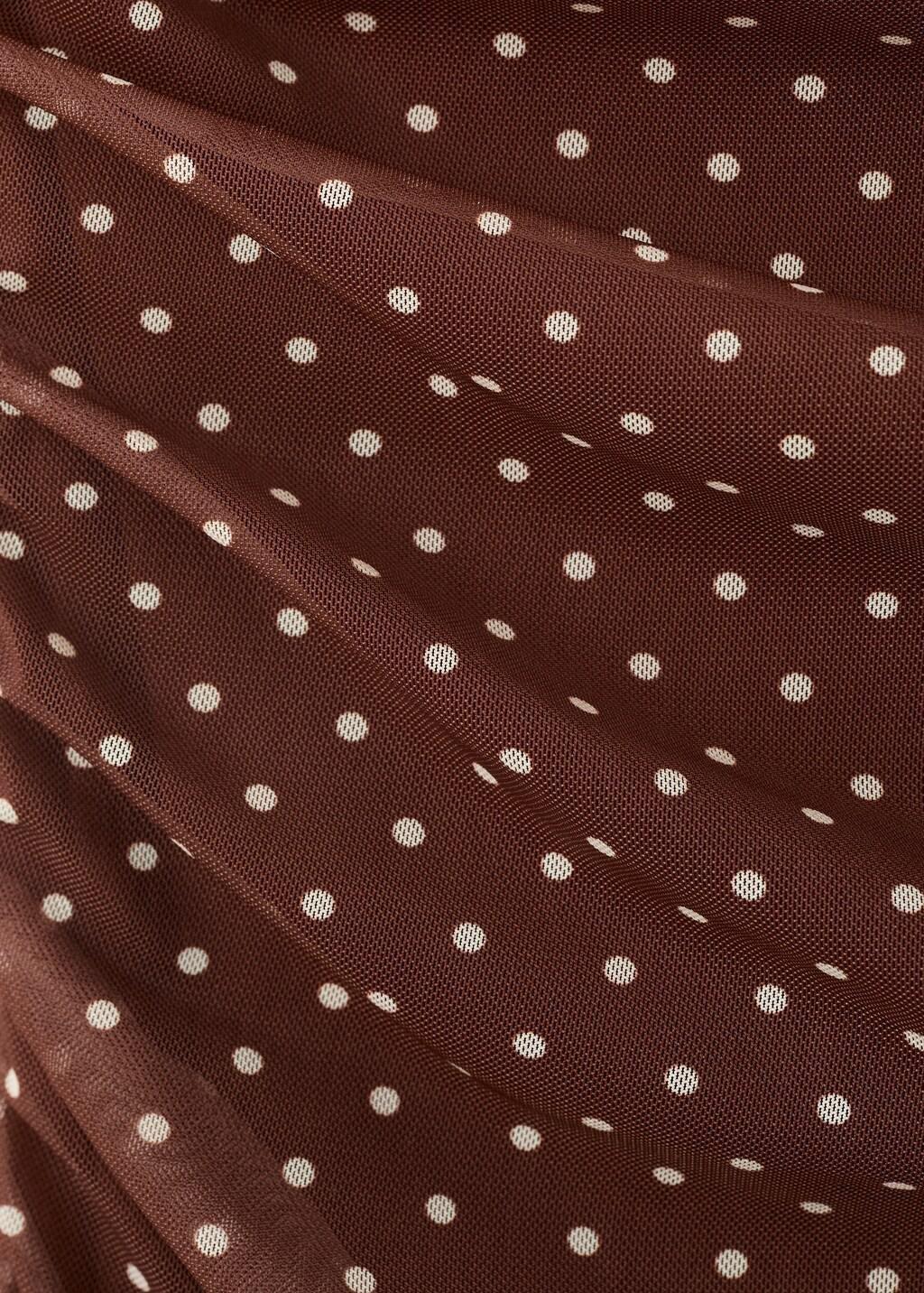 Brown Fitted Polka Dot Midi Dress, Brown, large image number 5