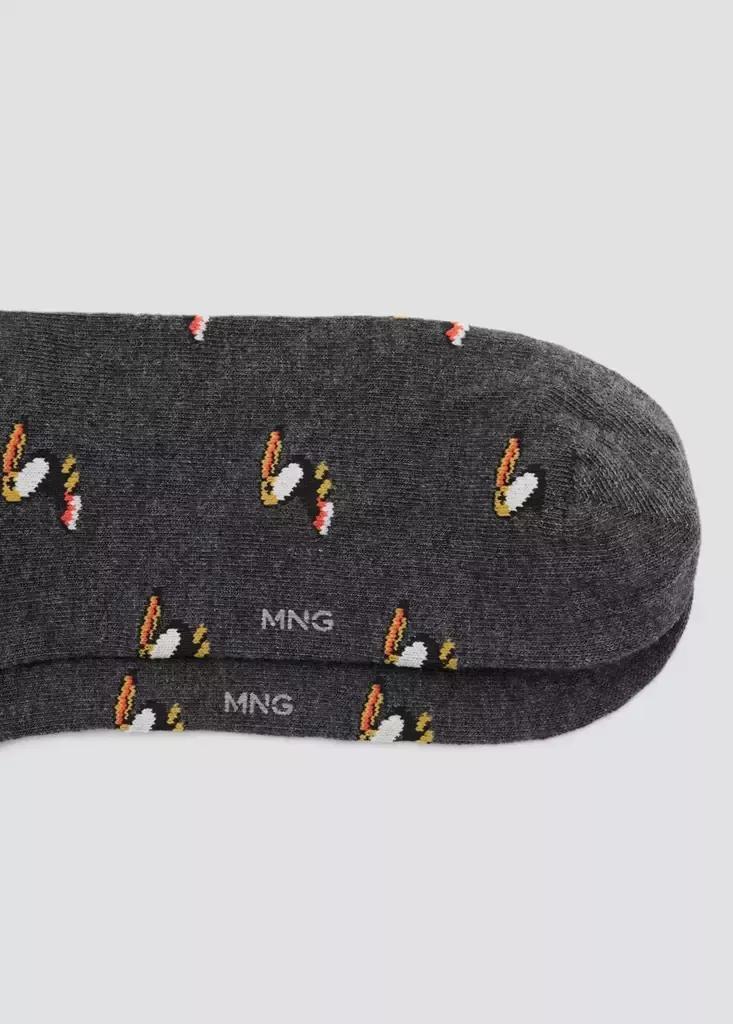 Grey Toucan Print Socks, Dark Grey, large image number 2