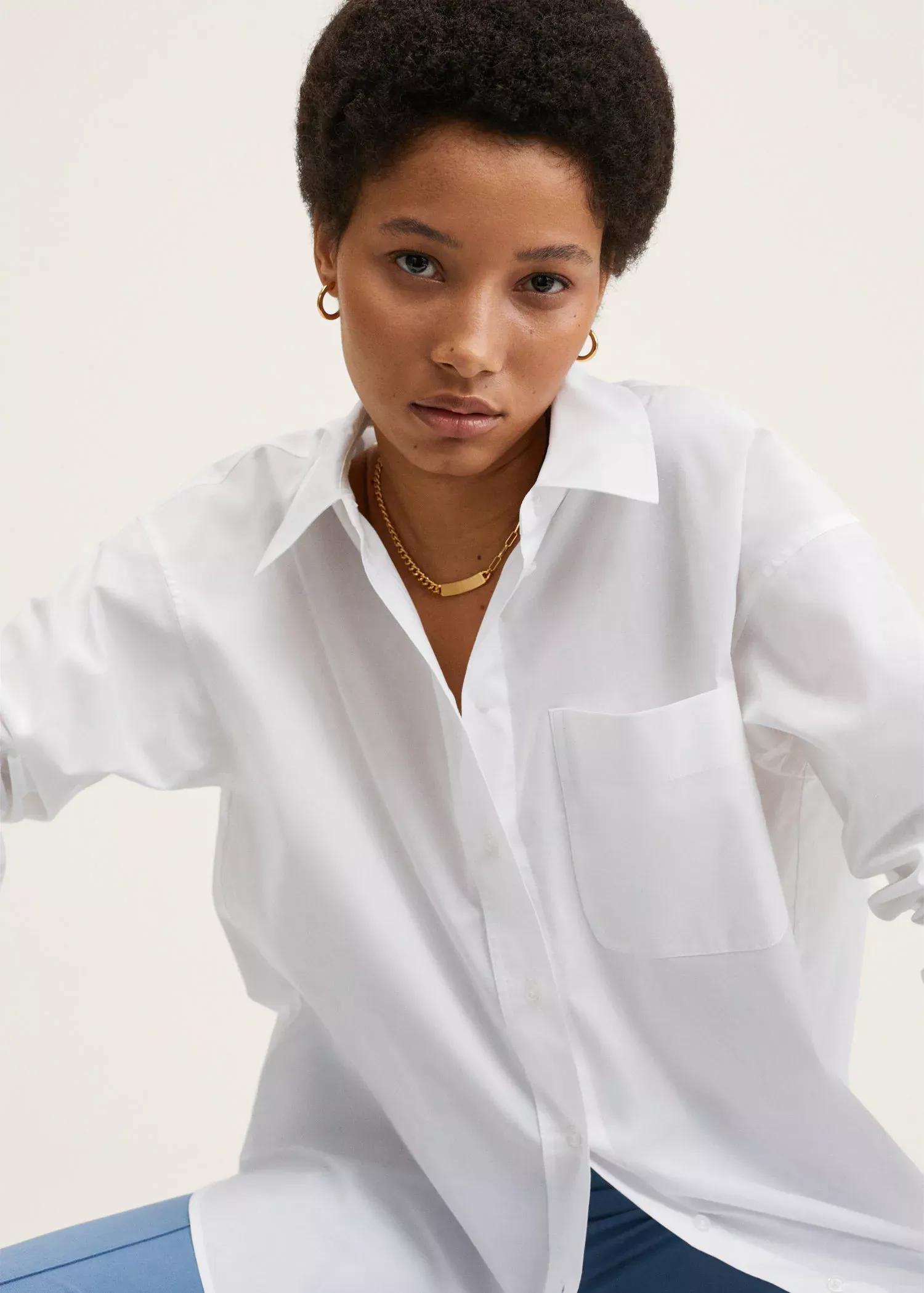 White Oversize Cotton Shirt, , large image number 1