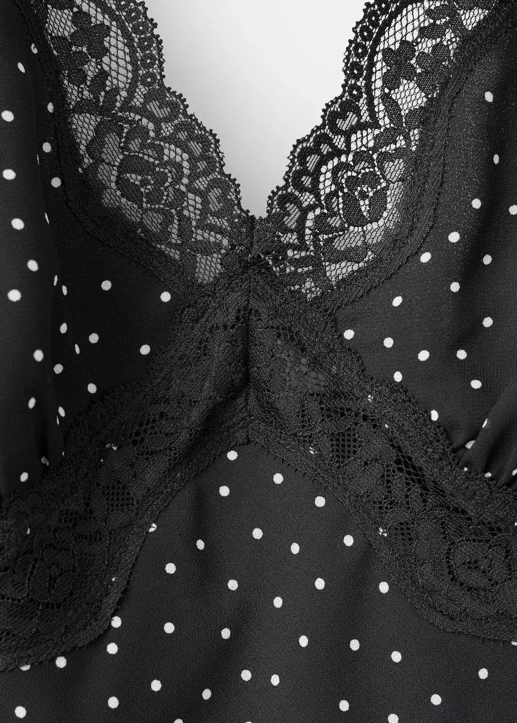 Black Polka-Dot Crop Top, Black, large image number 0