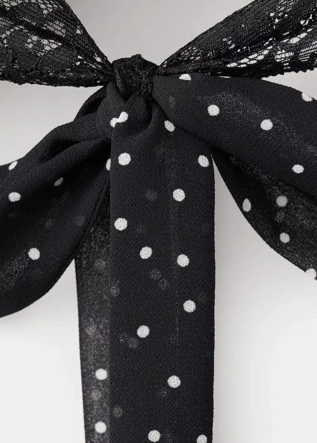Black Polka-Dot Crop Top, Black, large image number 1