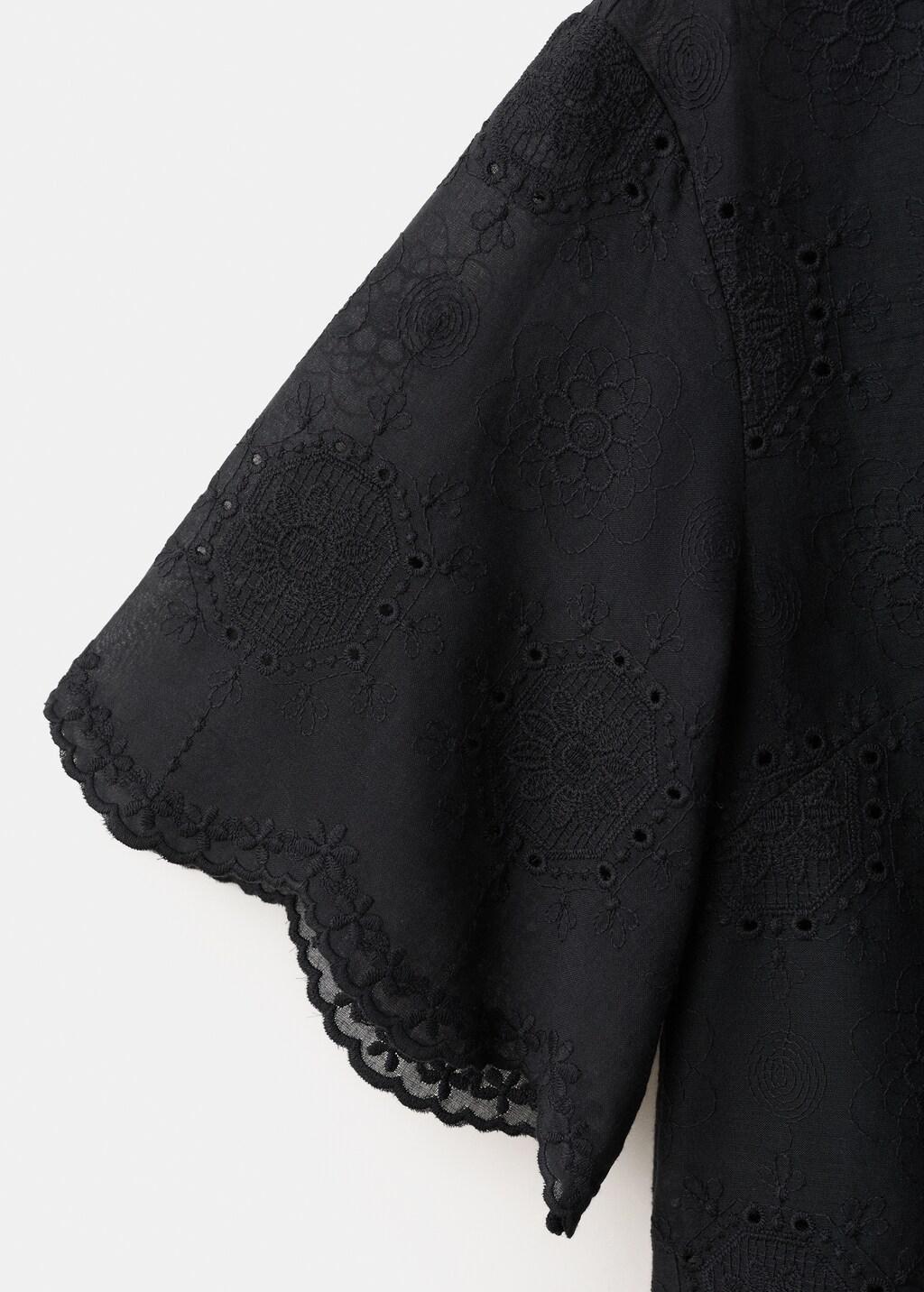 Black Embroidered Crop Top, Black, large image number 2