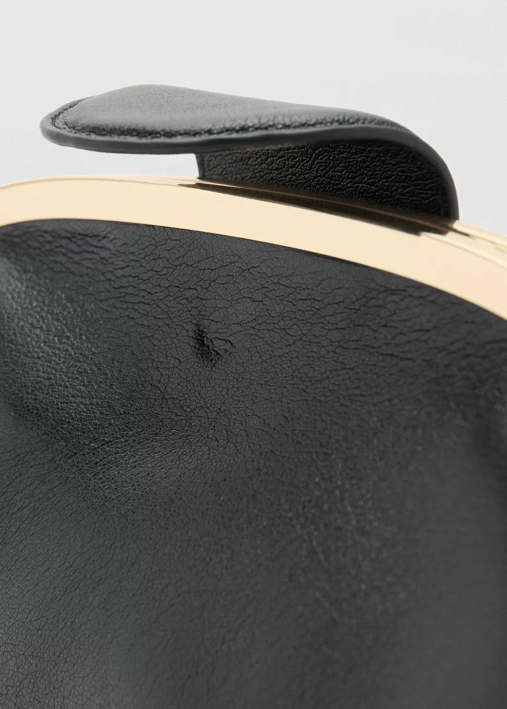 Black Small Clutch Bag With Metallic Details, Black, medium