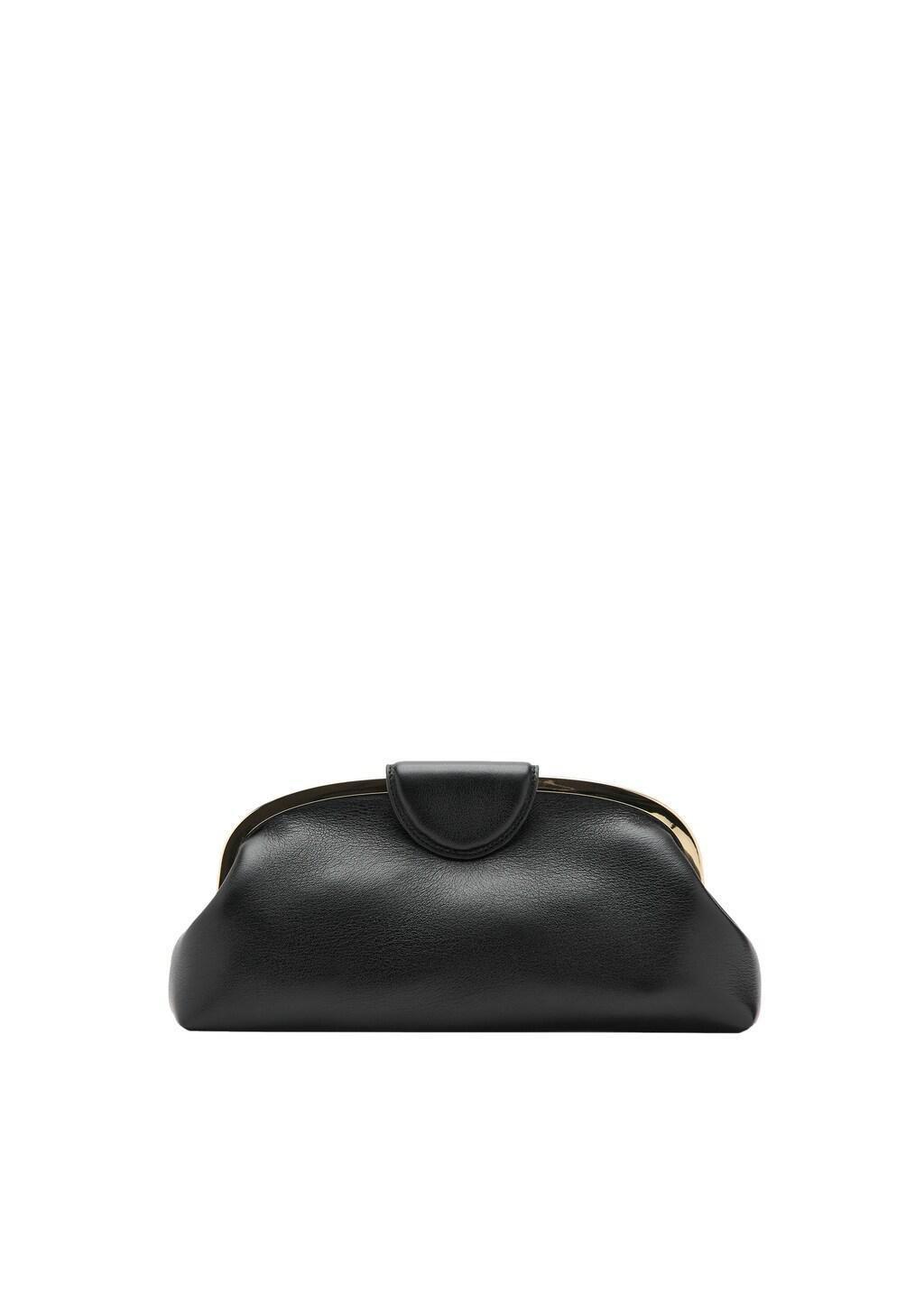 Black Small Clutch Bag With Metallic Details, Black, large image number 2