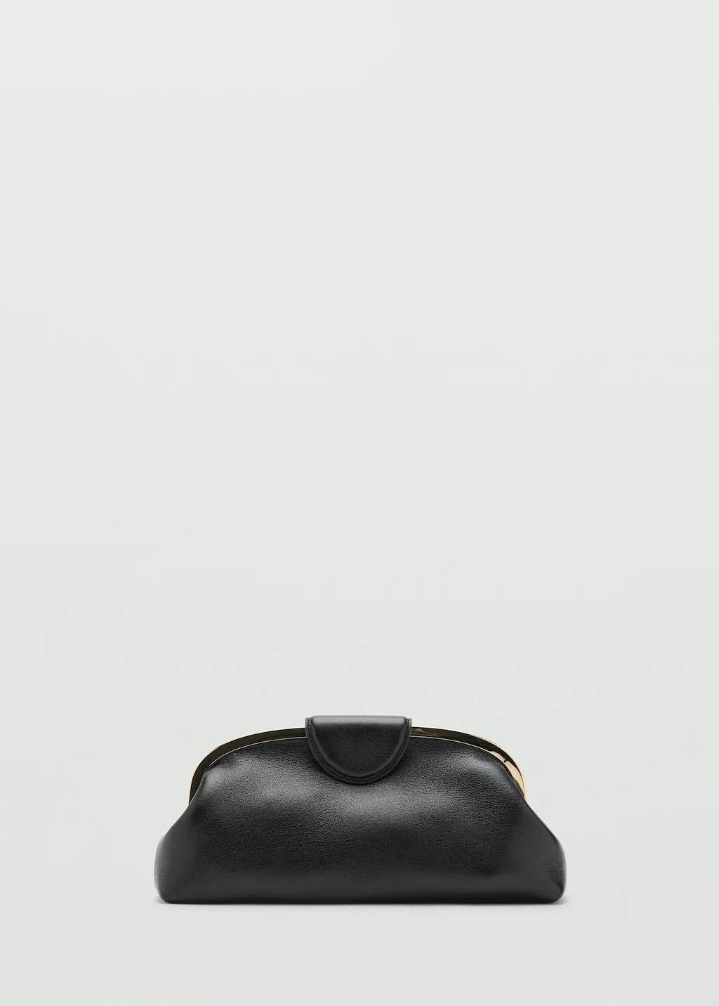 Black Small Clutch Bag With Metallic Details, Black, large image number 3
