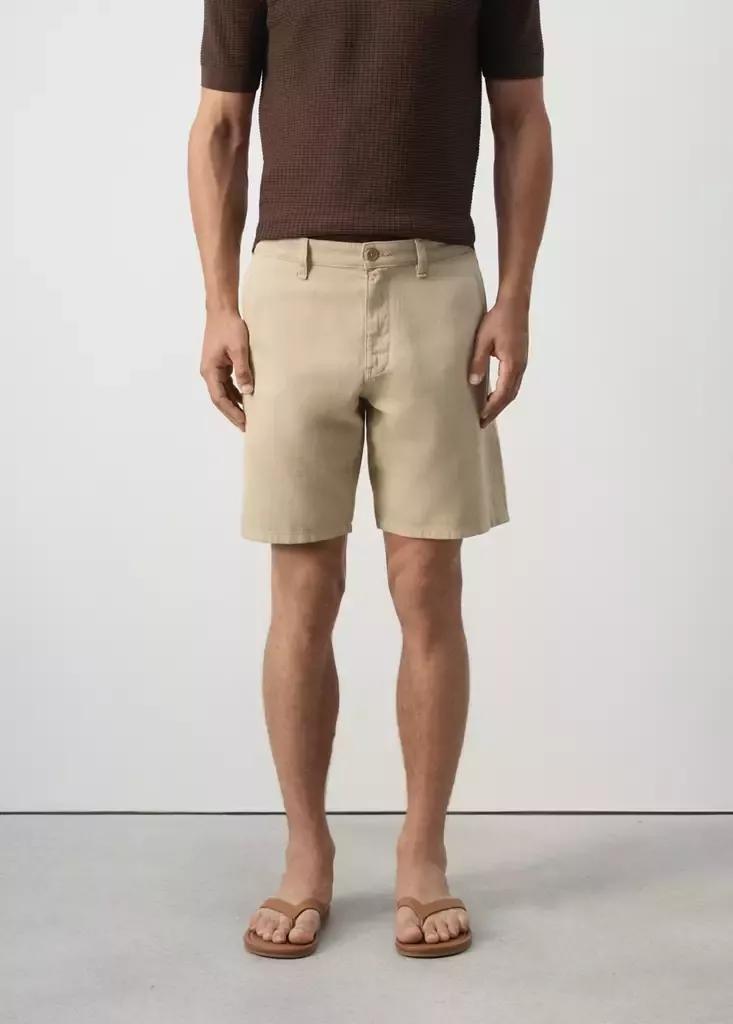 BEIGE Cotton-linen blend denim Bermuda shorts, regular fit, Light Beige, large image number 1