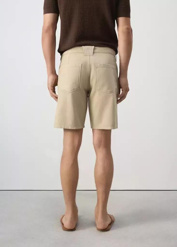 BEIGE Cotton-linen blend denim Bermuda shorts, regular fit, Light Beige, large image number 2