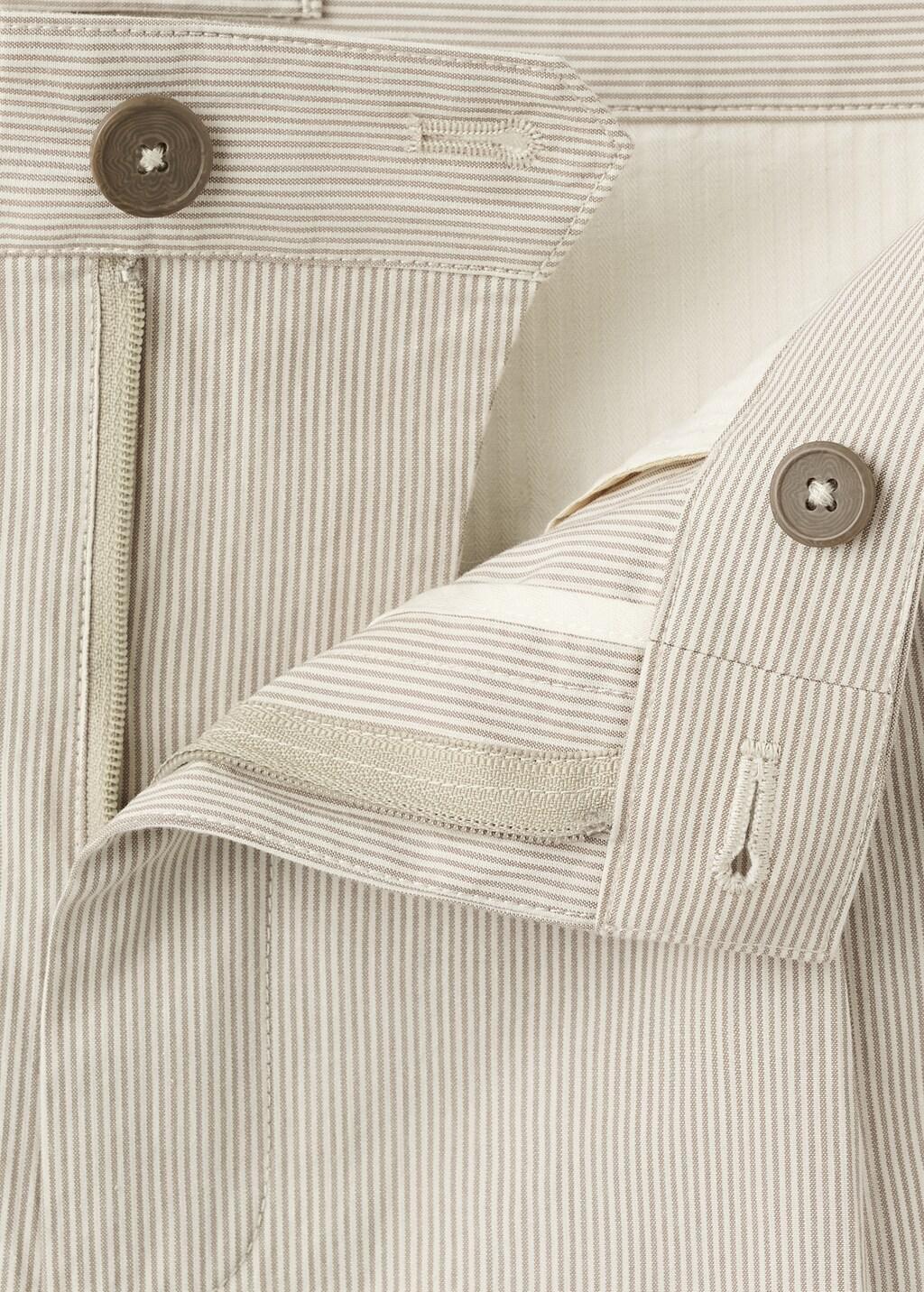 Brown Regular Fit Cotton Blend Pleated Striped Trousers, Medium Brown, large image number 3
